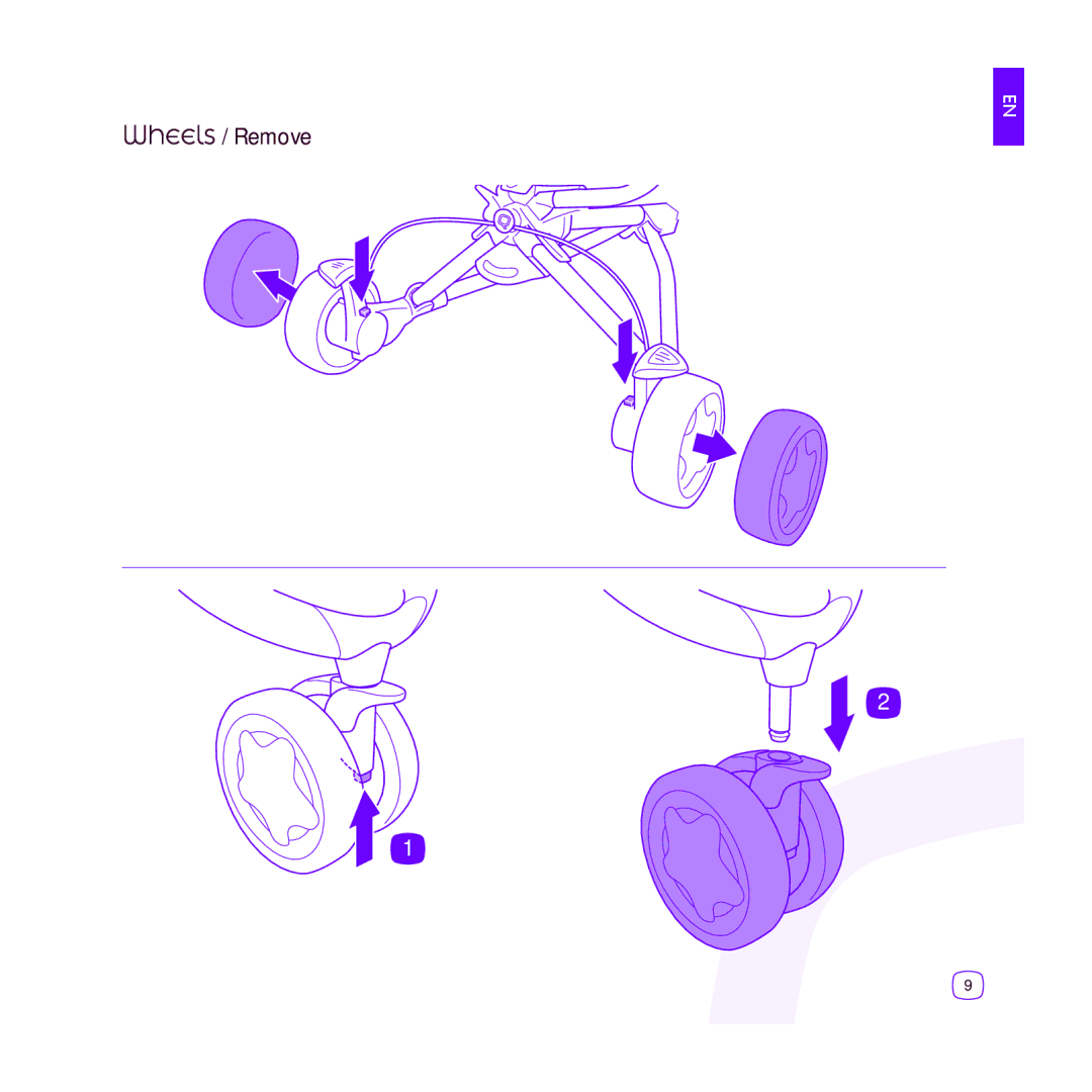 Quinny DRU1042 manual Wheels / Remove 