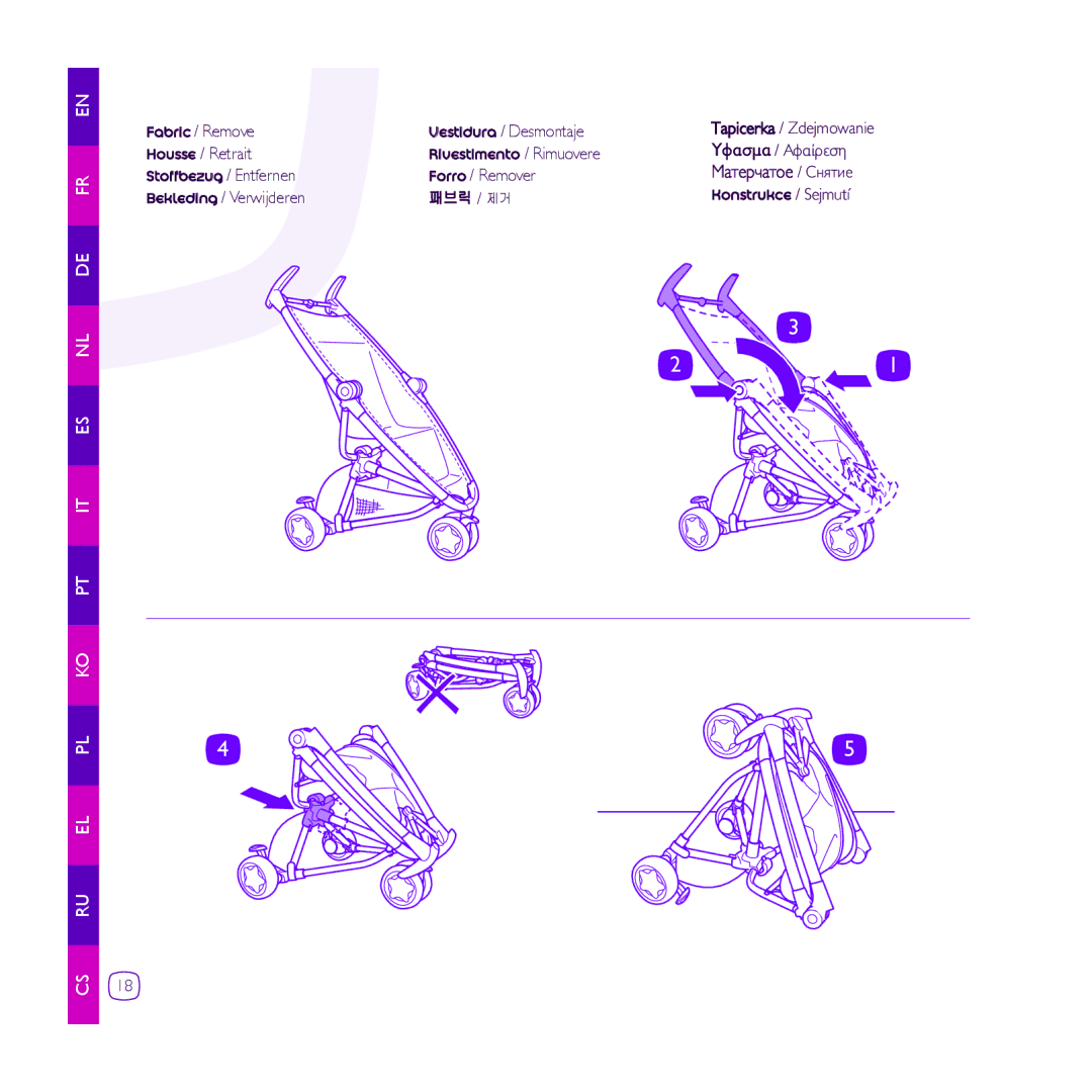 Quinny Zapp manual Stoffbezug / Entfernen, Bekleding / Verwijderen 