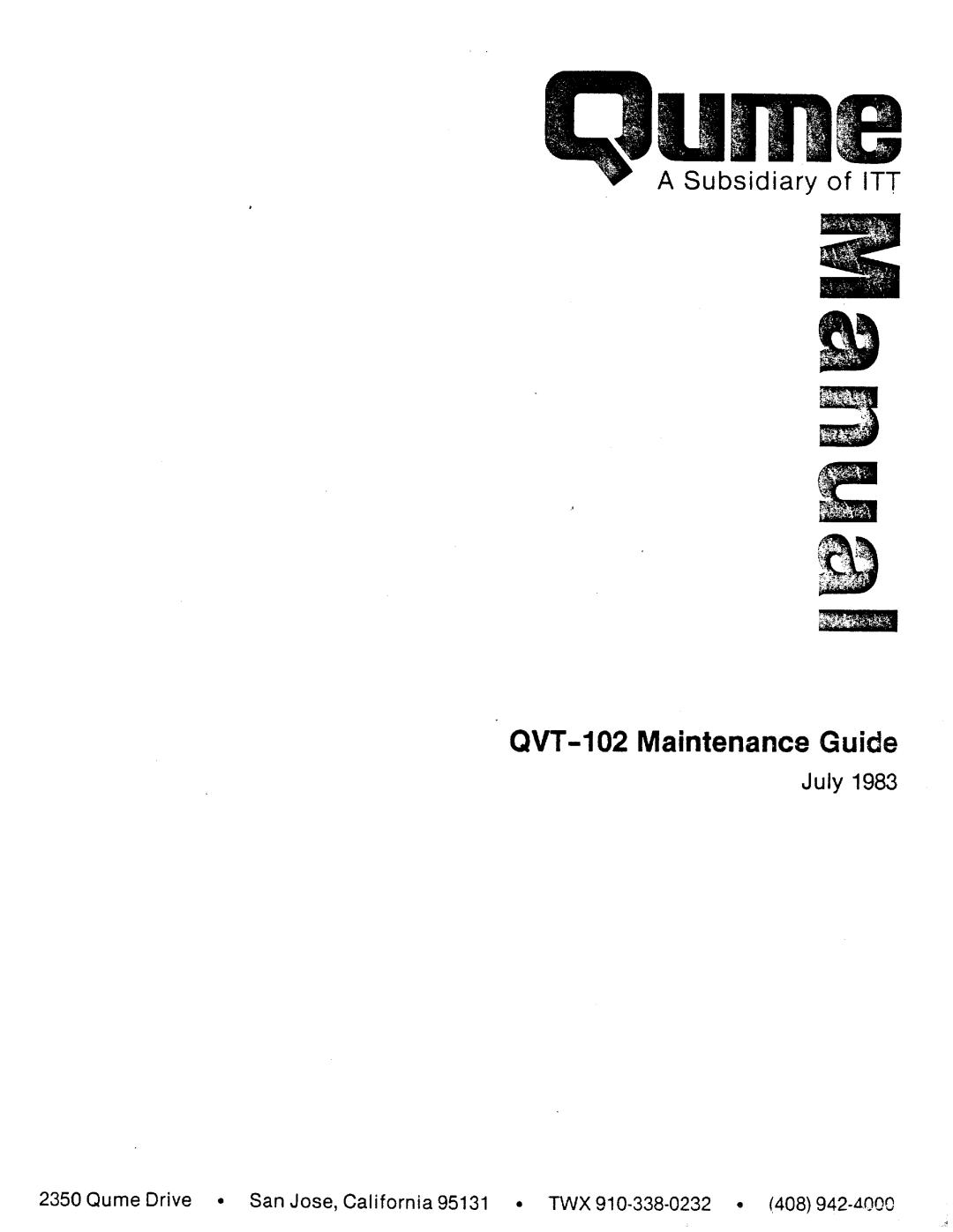 Qume QVT-102 manual 