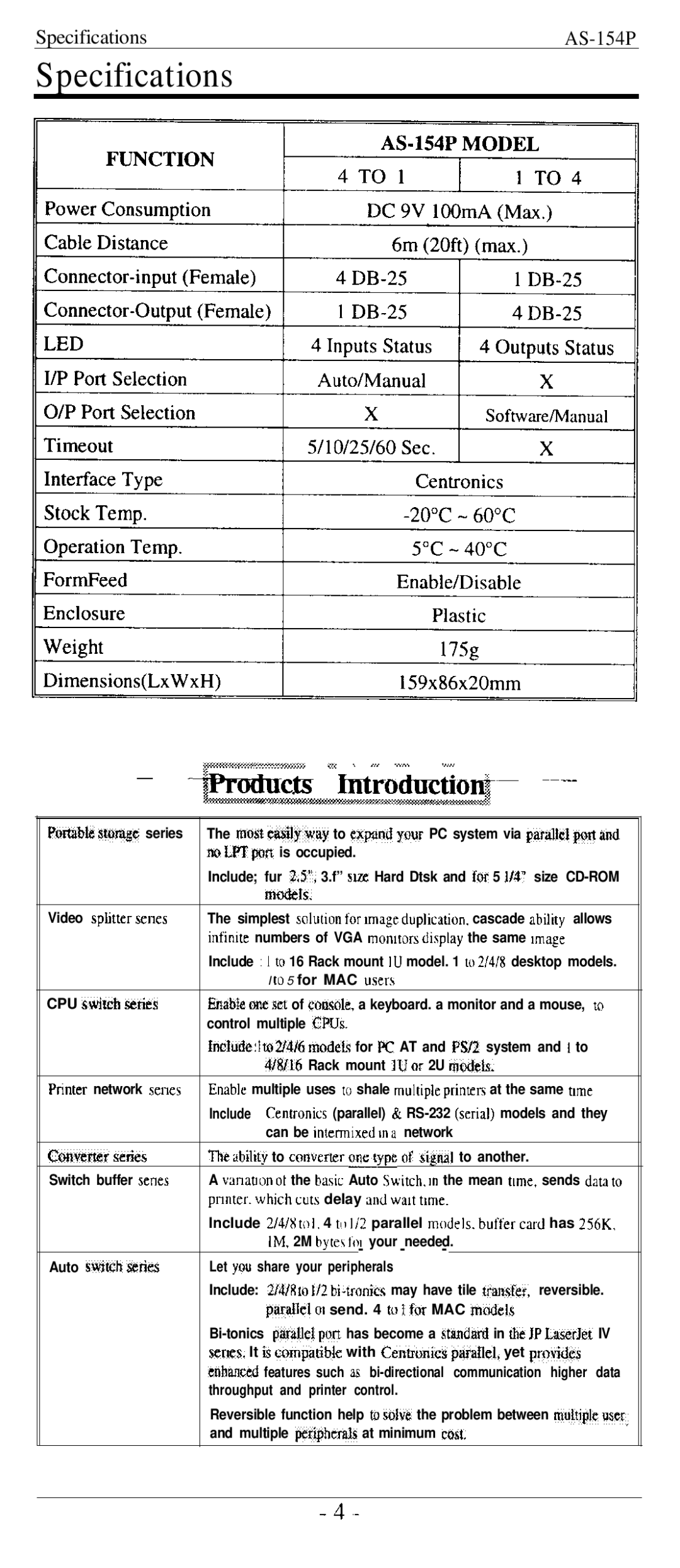 QVS AS-154P user manual Specifications, ~ +%Tmlc@ Jnm~ty~ ~~-- m&m 