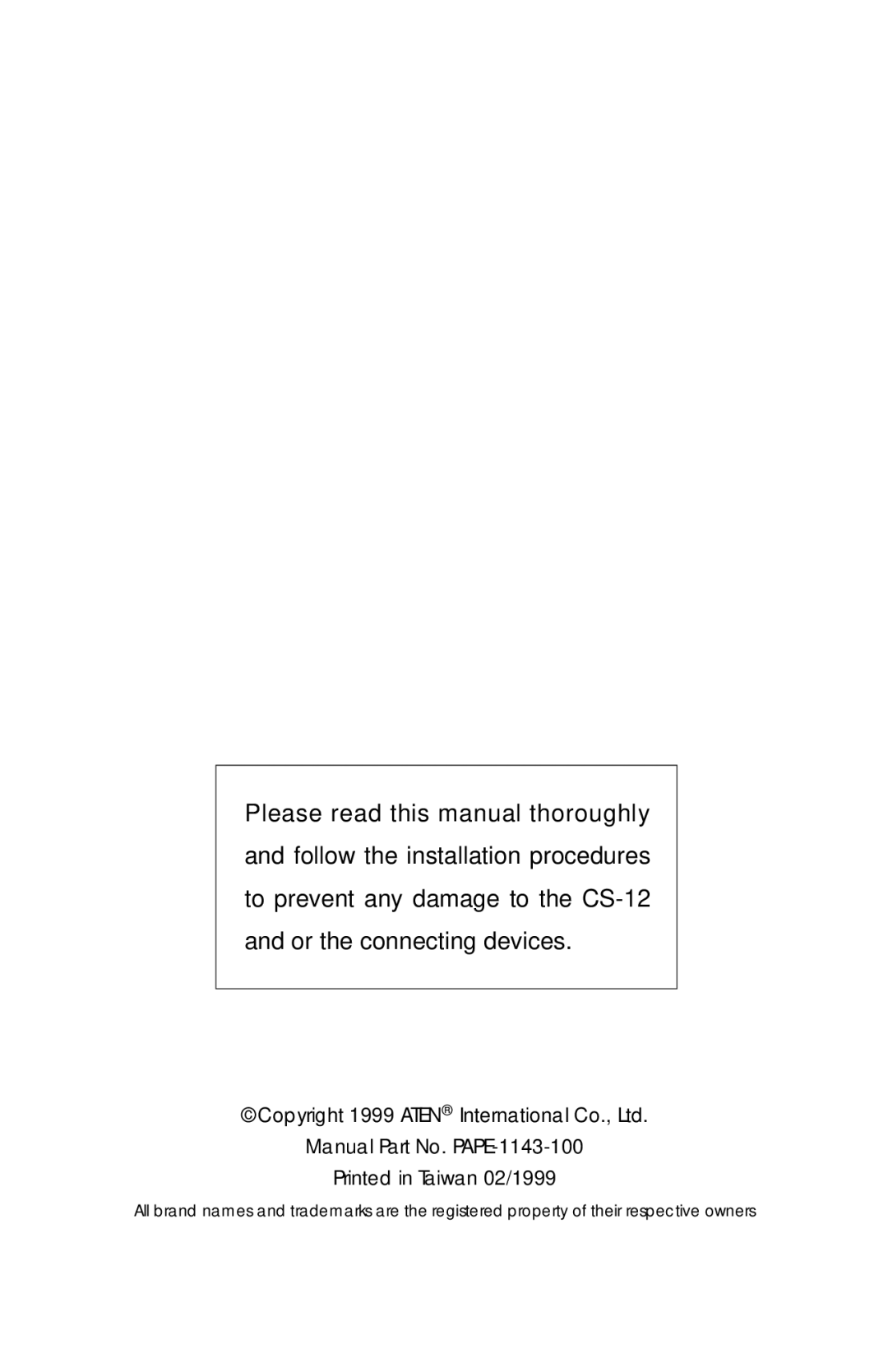 QVS CS12 manual Manual Part No. PAPE-1143-100 