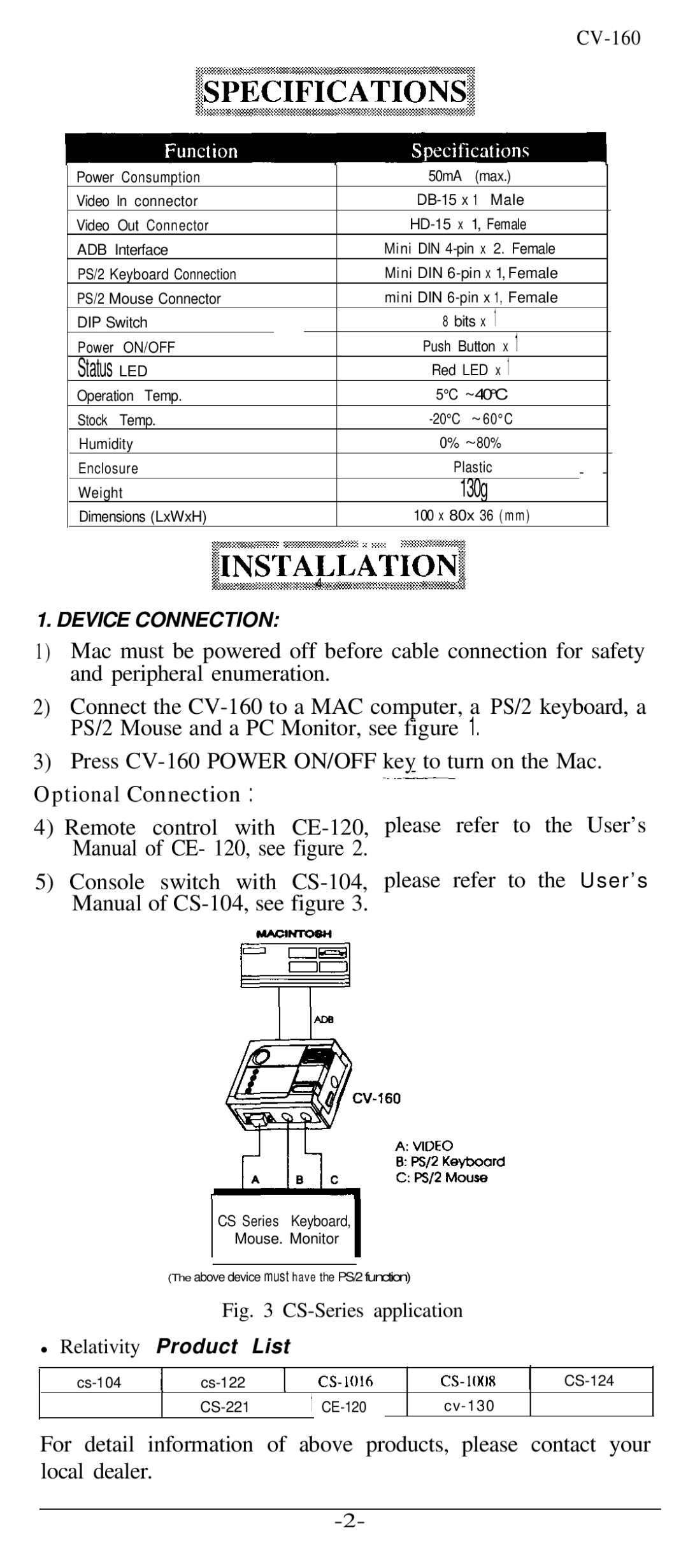 QVS CV-160 warranty CS-IOlh, Led 