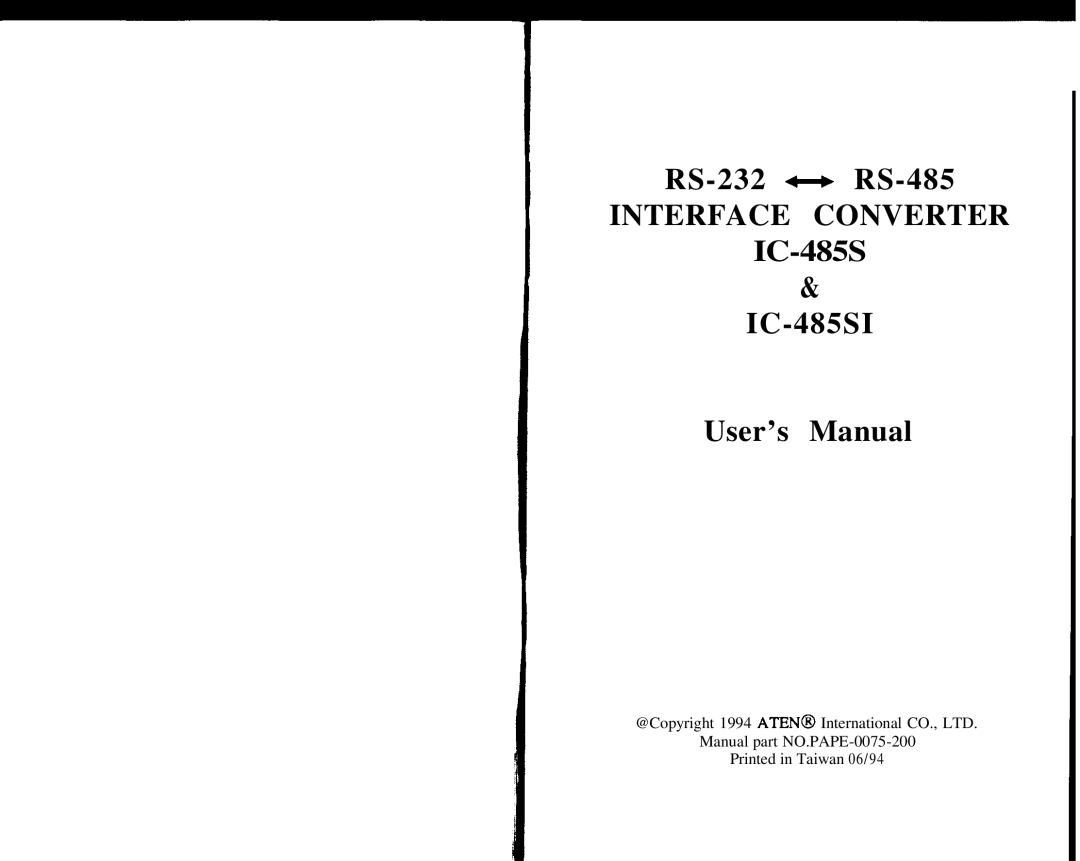 QVS IC-485SI user manual Interface Converter 