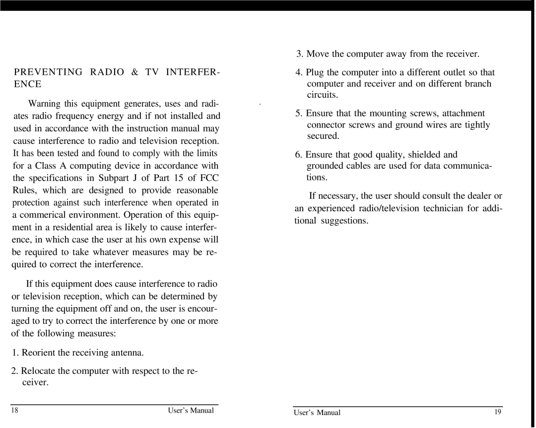 QVS IC-485SI user manual Preventing Radio & TV INTERFER- Ence 