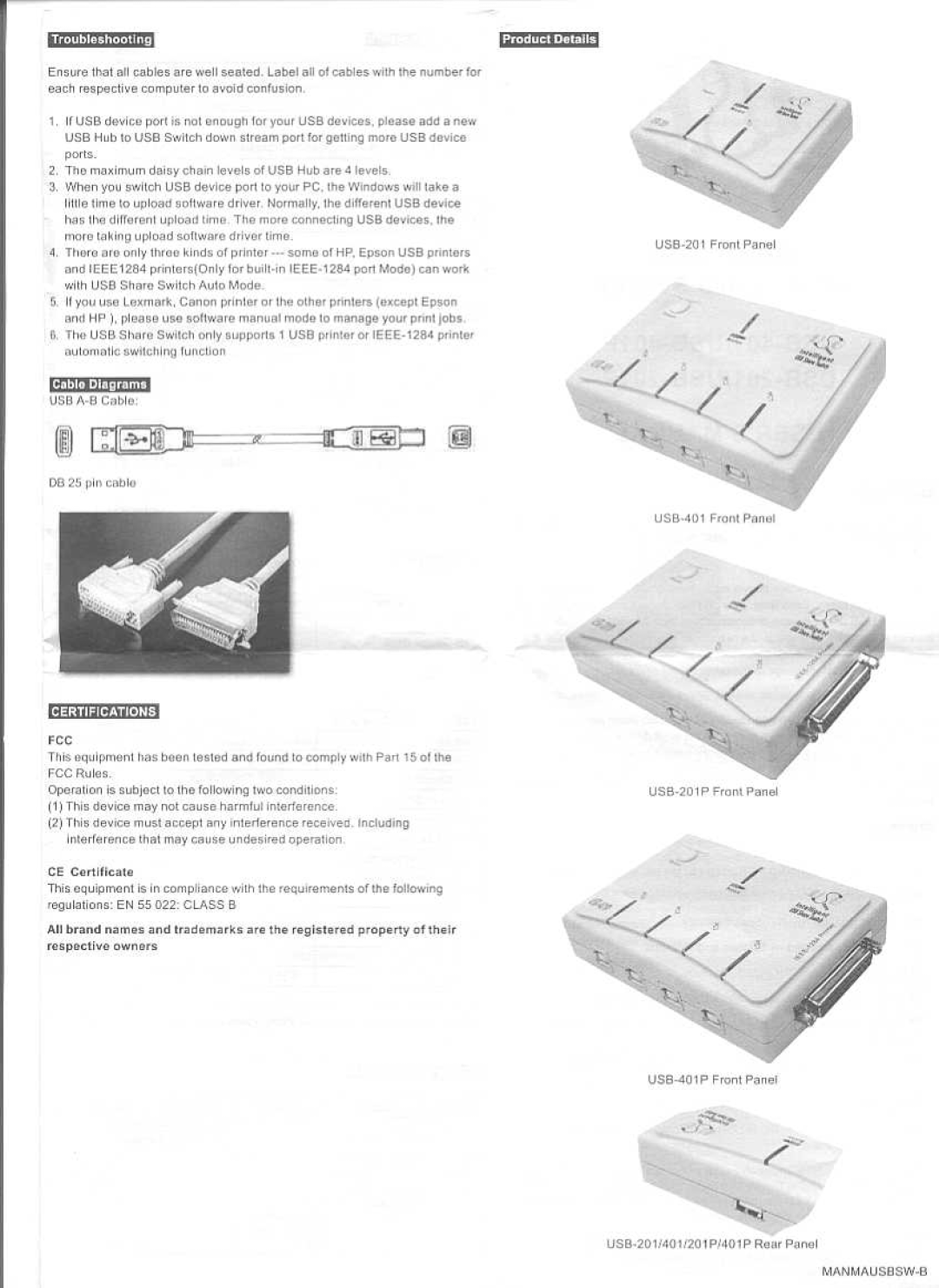 QVS USB-201, USB-401P manual 