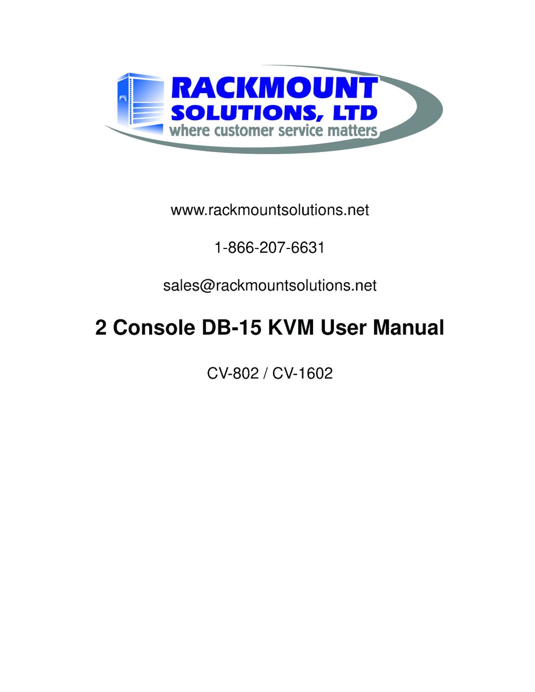 Rackmount Solutions CV-1602, CV-802 user manual 