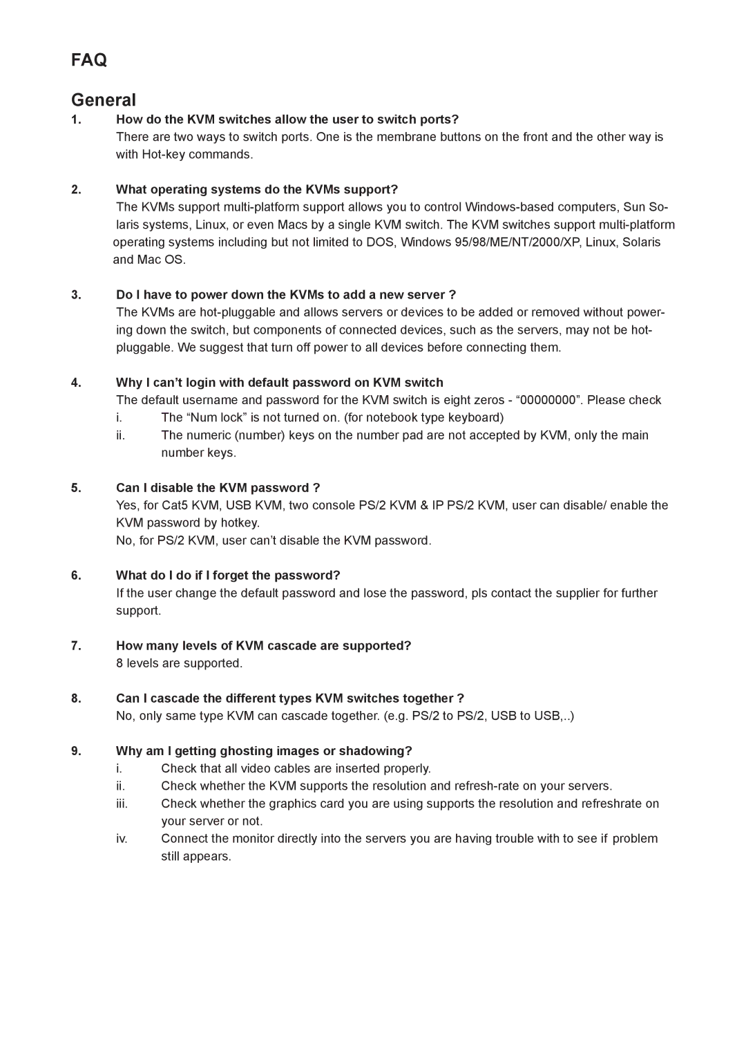 Rackmount Solutions CV-802, CV-1602 user manual General 