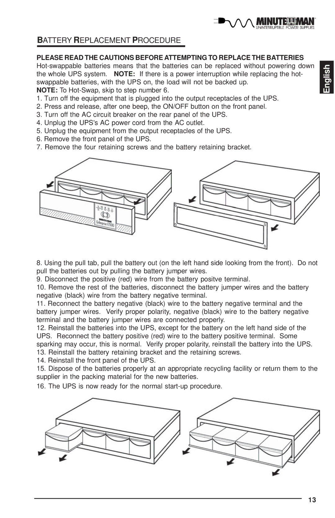 Rackmount Solutions Enterprise Series manual Battery Replacement Procedure 