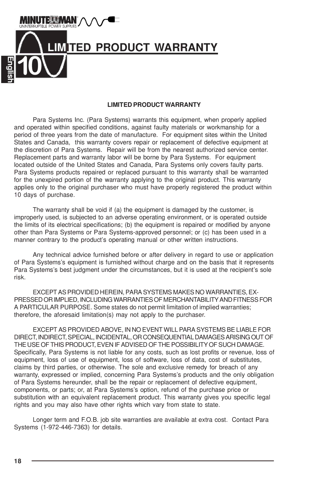 Rackmount Solutions Enterprise Series manual Limited Product Warranty 