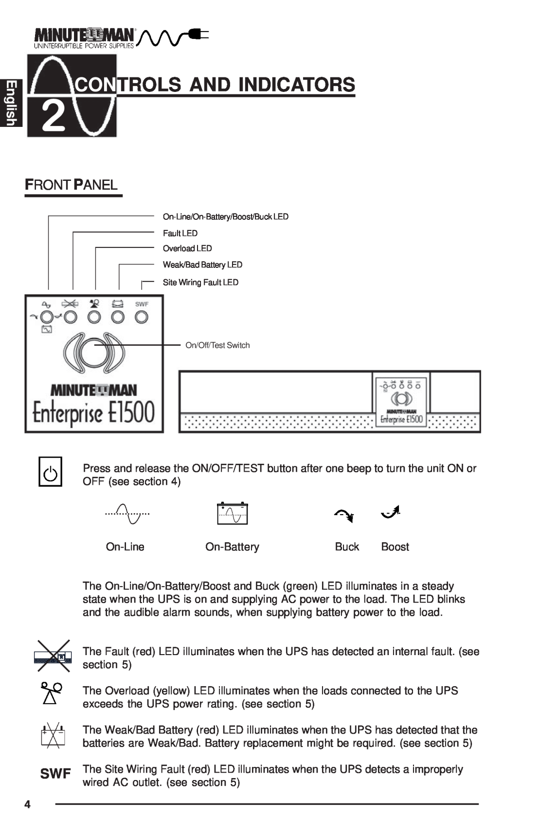 Rackmount Solutions Enterprise Series manual Controls And Indicators, English, Front Panel 