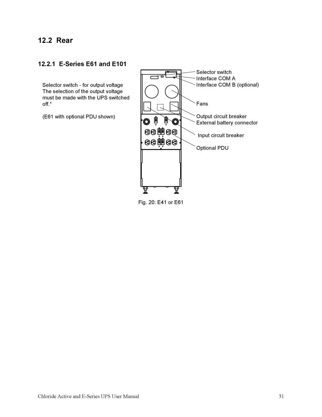 Rackmount Solutions VA 3000, VA 700, VA 10000, VA 6000, VA 20000 manual Series E61 and E101, E41 or E61 