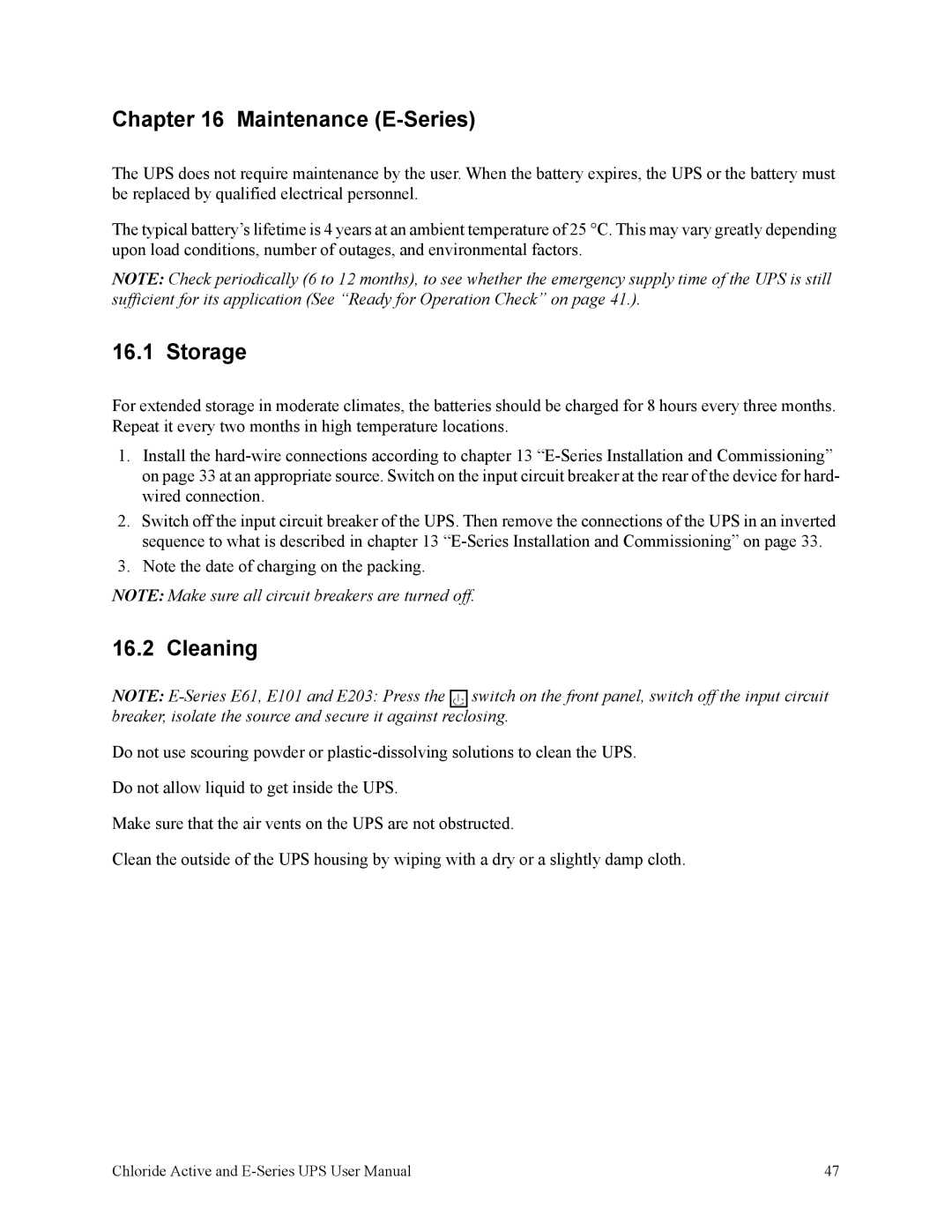 Rackmount Solutions VA 10000, VA 3000, VA 700, VA 6000, VA 20000 manual Maintenance E-Series, Storage 