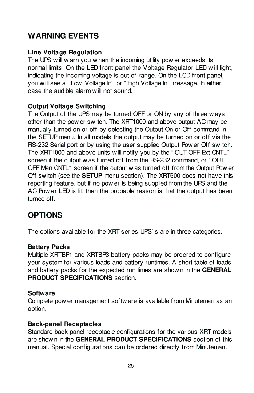 Rackmount Solutions XRT Series manual Options 