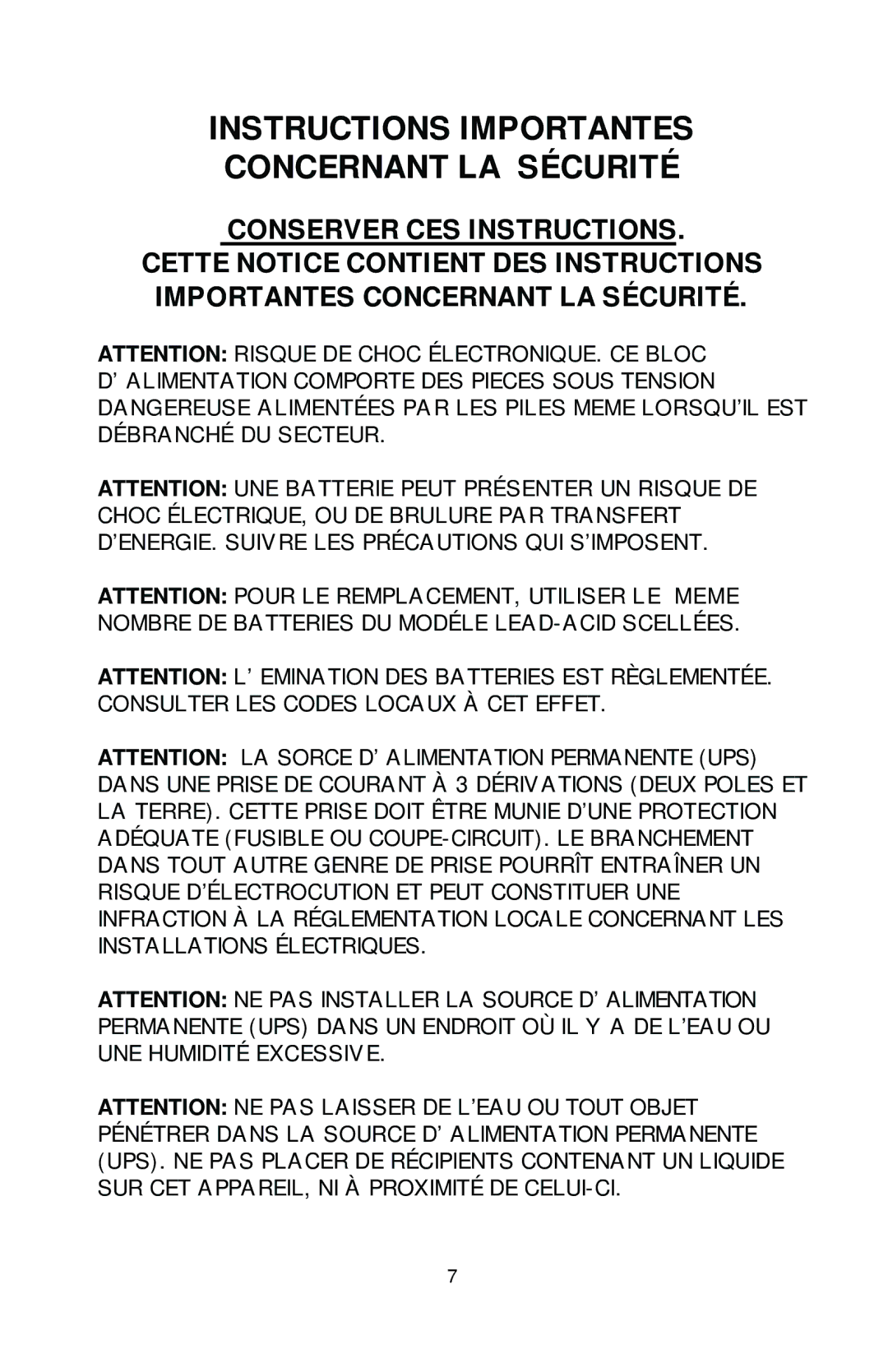 Rackmount Solutions XRT Series manual Instructions Importantes Concernant LA Sécurité 