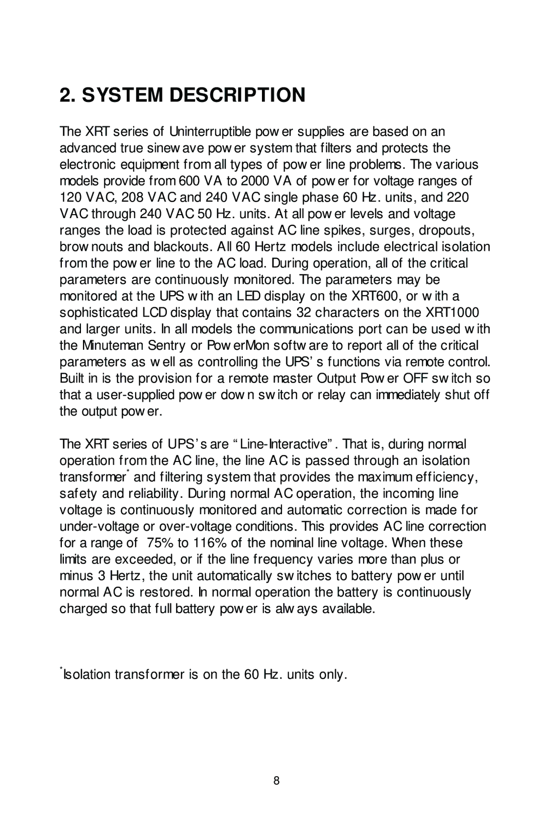 Rackmount Solutions XRT Series manual System Description 