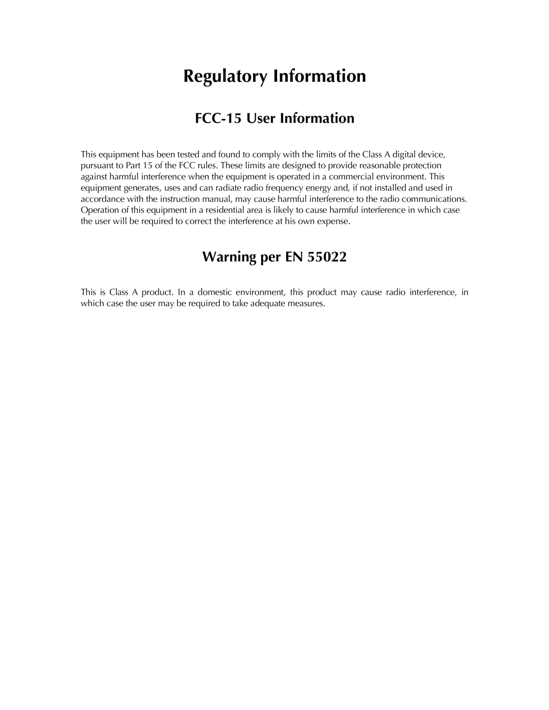 RAD Data comm ARC-101 operation manual Regulatory Information 