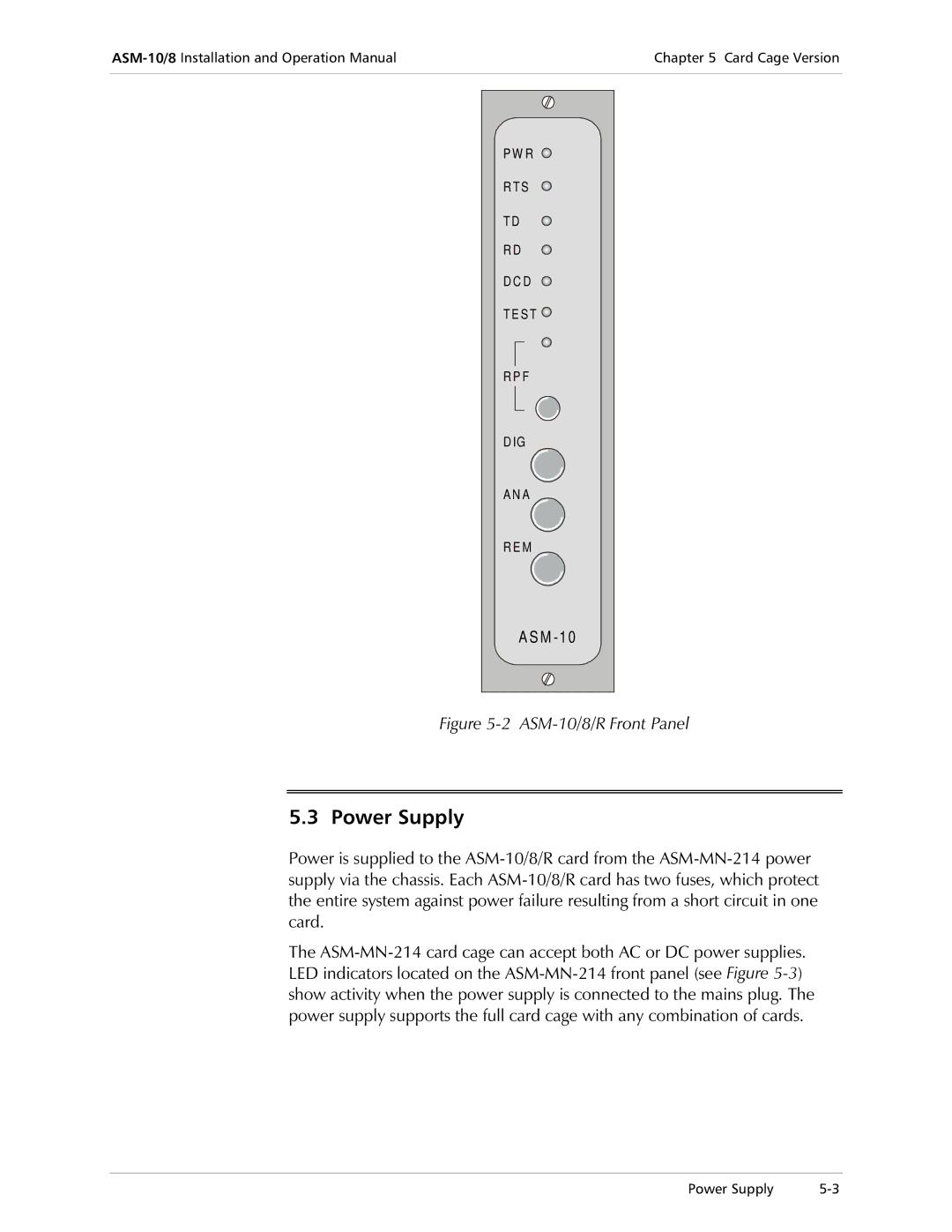 RAD Data comm ASM-10/8 operation manual 3RZHU6XSSO 