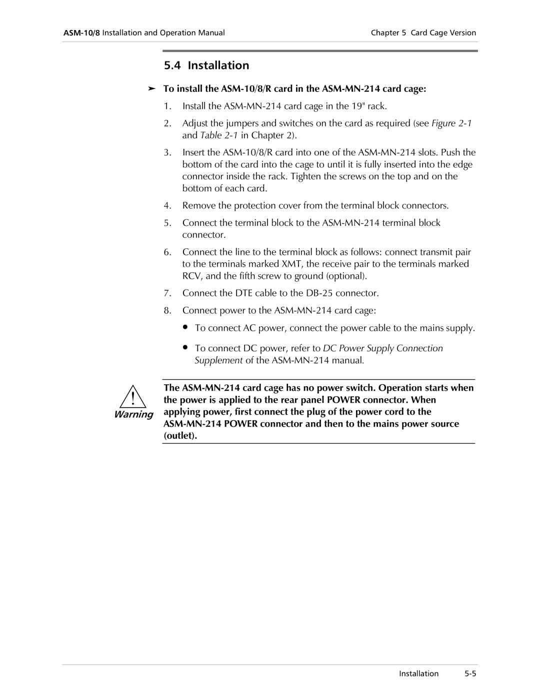 RAD Data comm ASM-10/8 operation manual DQG7DEOHLQ&KDSWHU, Rxwohw 