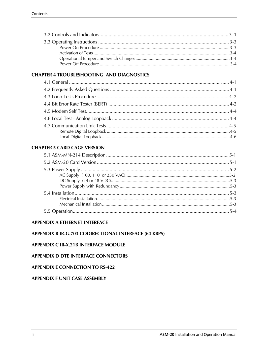 RAD Data comm ASM-20 operation manual Troubleshooting and Diagnostics 