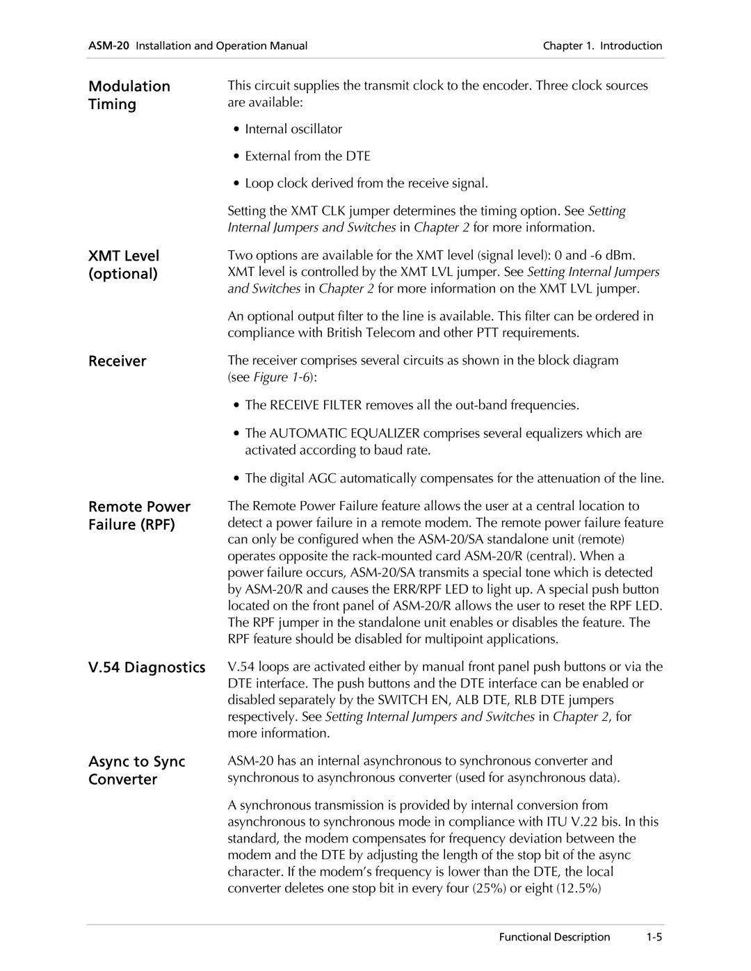 RAD Data comm ASM-20 operation manual Async to Sync Converter 