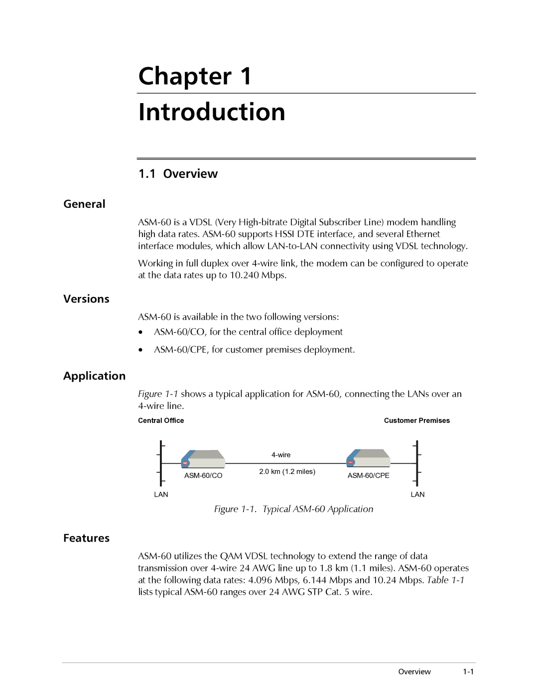 RAD Data comm ASM-60 operation manual Chapter Introduction, Overview 