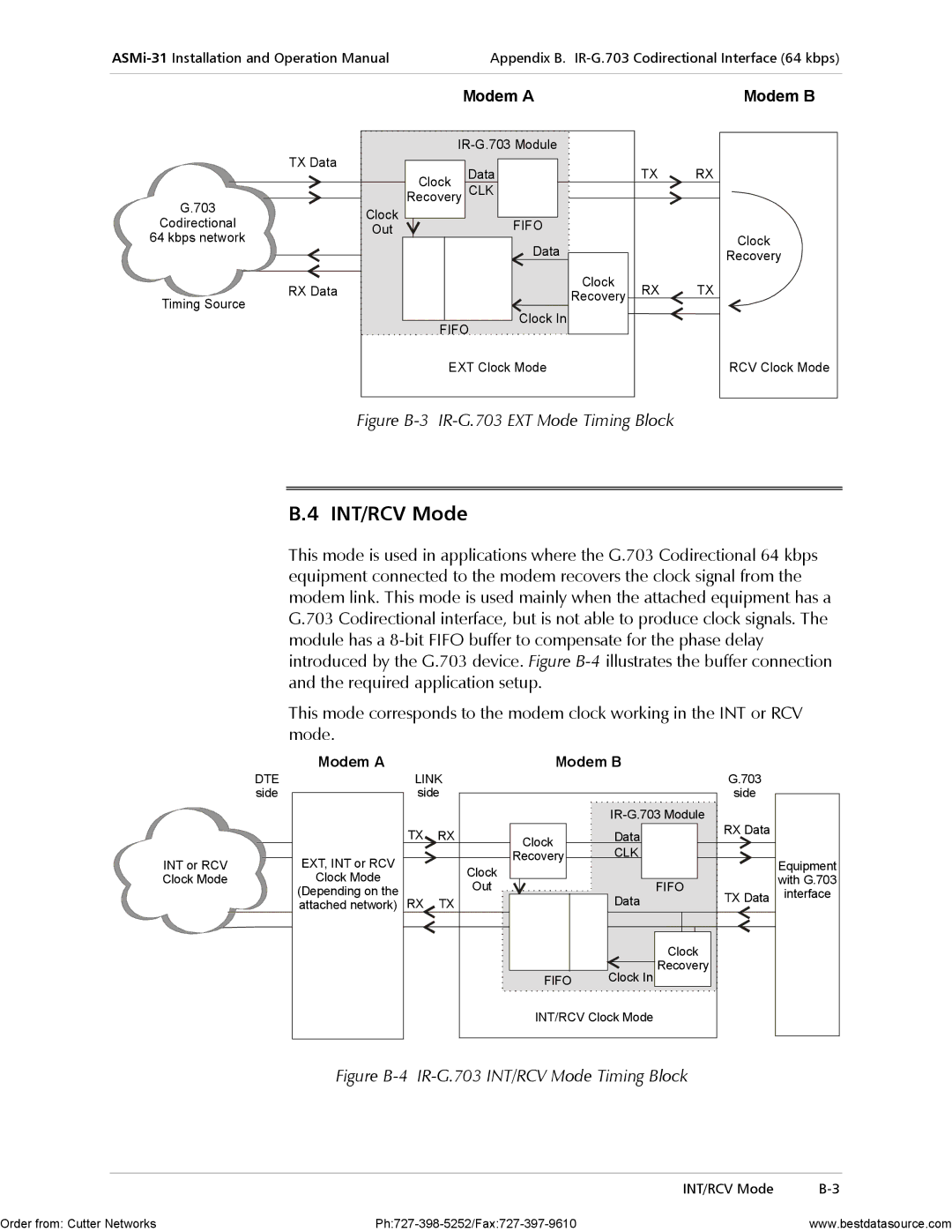 RAD Data comm ASMi-31 operation manual INT/RCV Mode, Modem a 