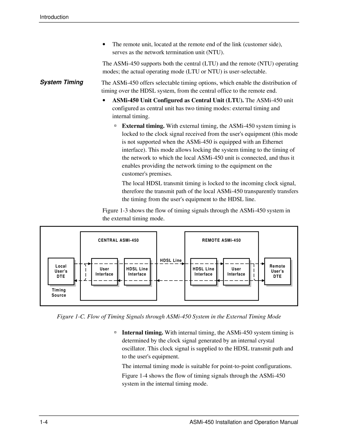 RAD Data comm ASMI-450 operation manual System Timing, Internal timing 