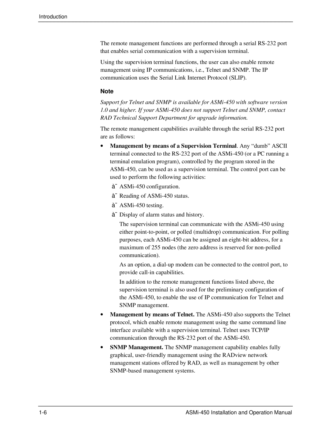 RAD Data comm ASMI-450 operation manual Introduction 