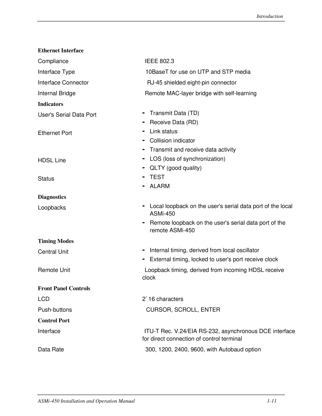 RAD Data comm ASMI-450 operation manual Ethernet Interface 