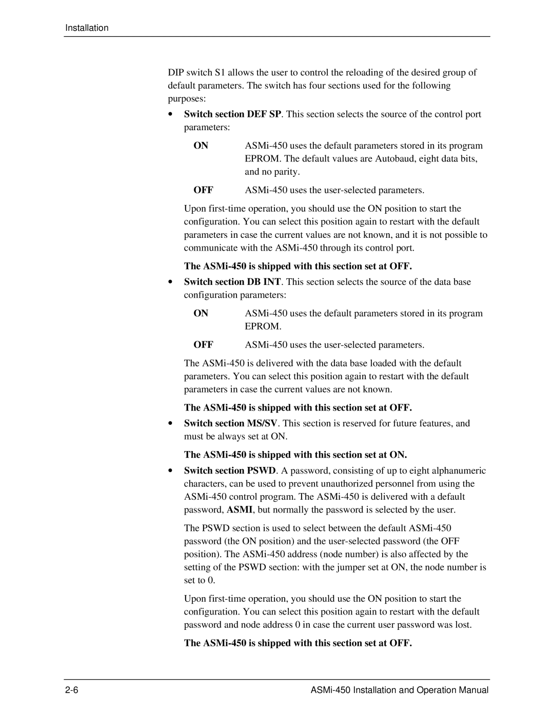 RAD Data comm ASMI-450 operation manual Off 