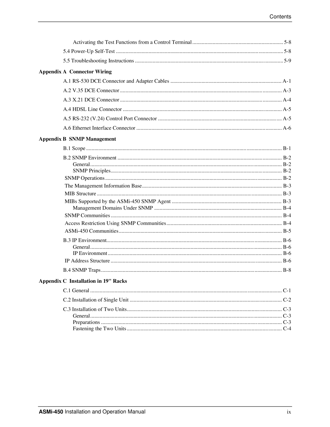 RAD Data comm ASMI-450 operation manual Appendix a Connector Wiring 