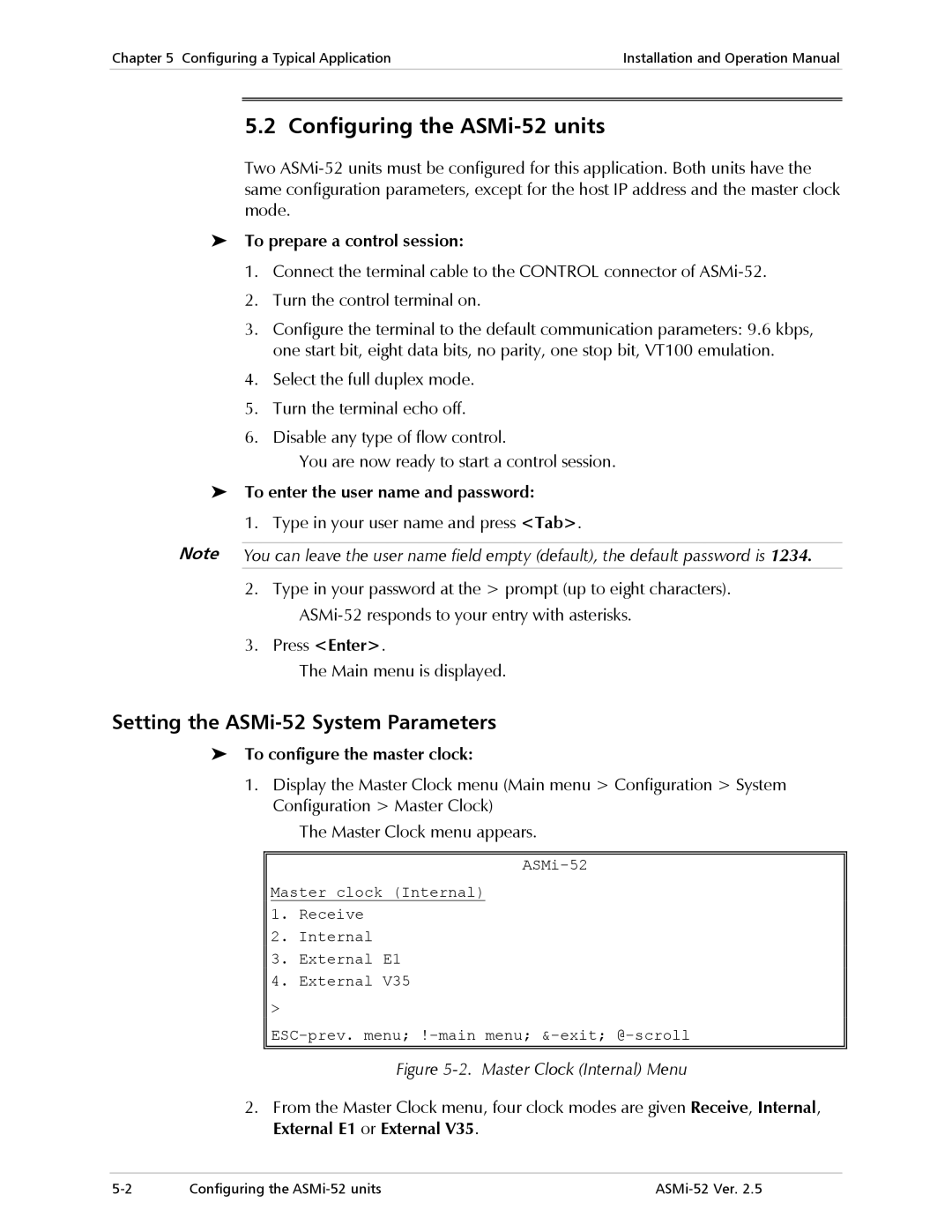 RAD Data comm manual Configuring the ASMi-52 units, Setting the ASMi-52 System Parameters, To prepare a control session 