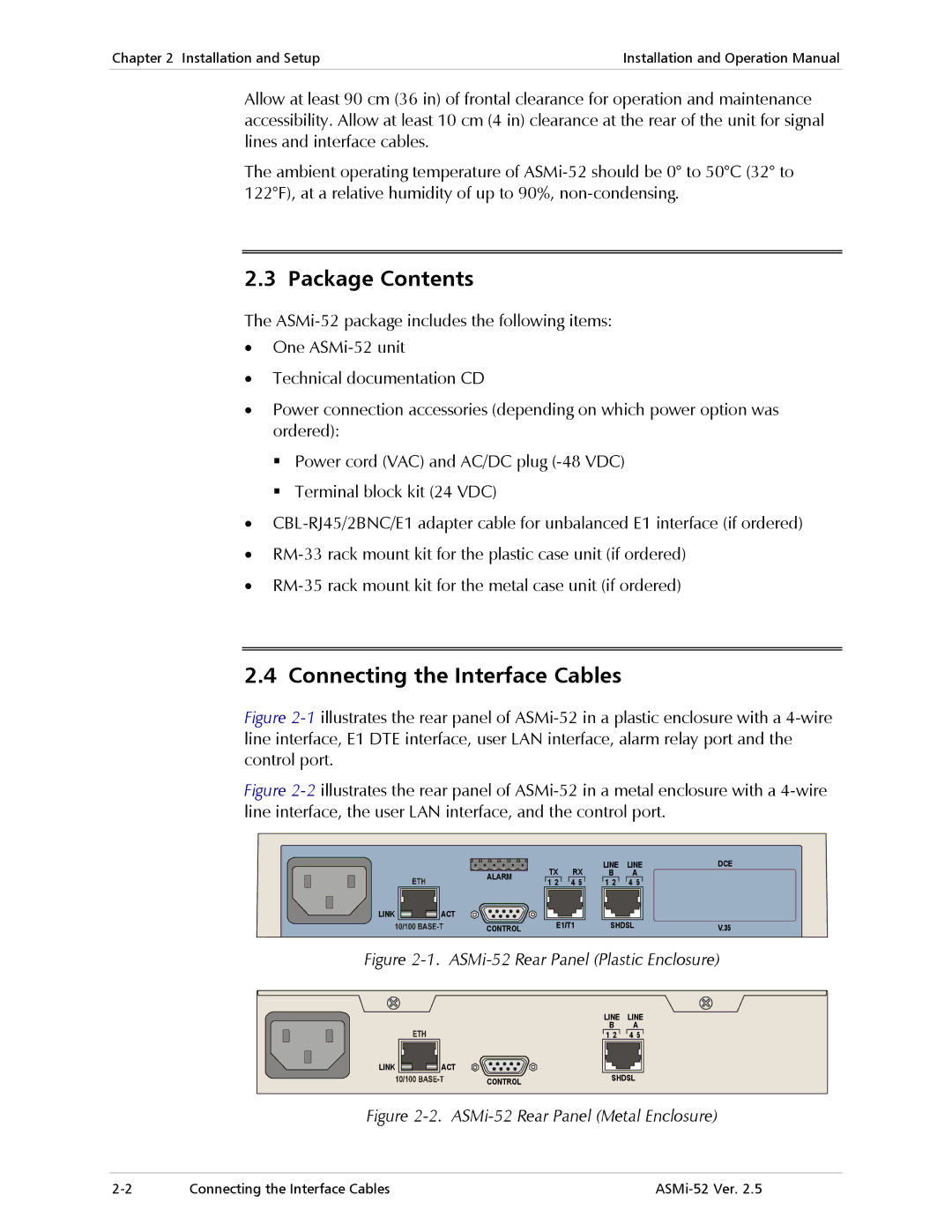 RAD Data comm ASMi-52 manual Package Contents, Connecting the Interface Cables 