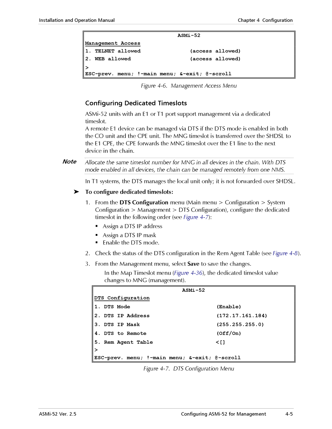 RAD Data comm ASMi-52 manual Configuring Dedicated Timeslots, To configure dedicated timeslots 