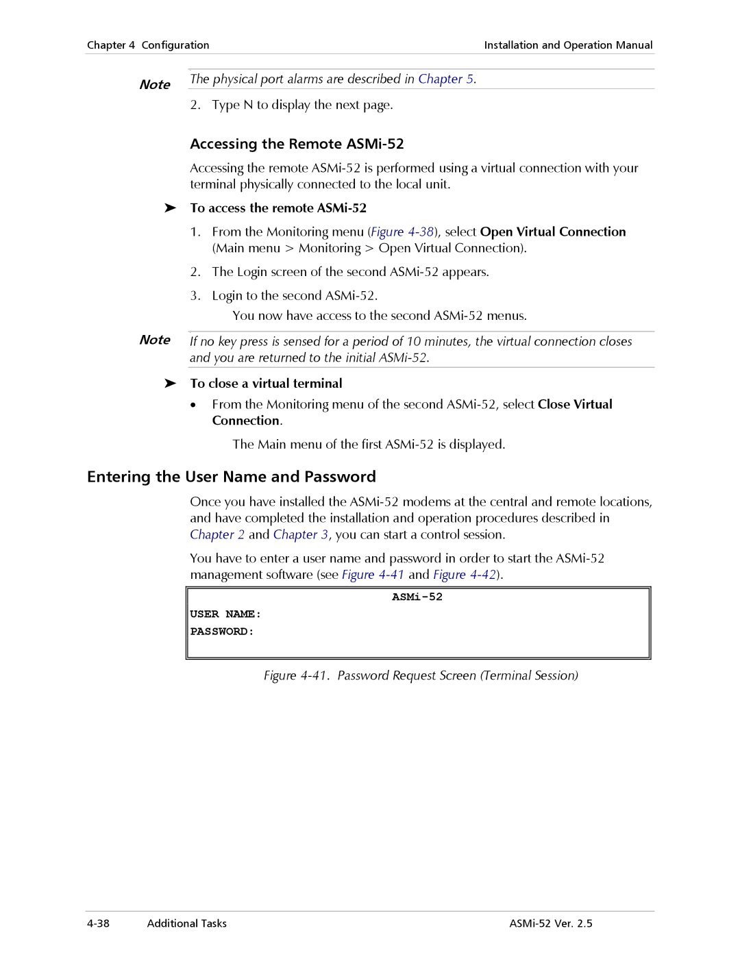 RAD Data comm manual Entering the User Name and Password, Accessing the Remote ASMi-52, To access the remote ASMi-52 