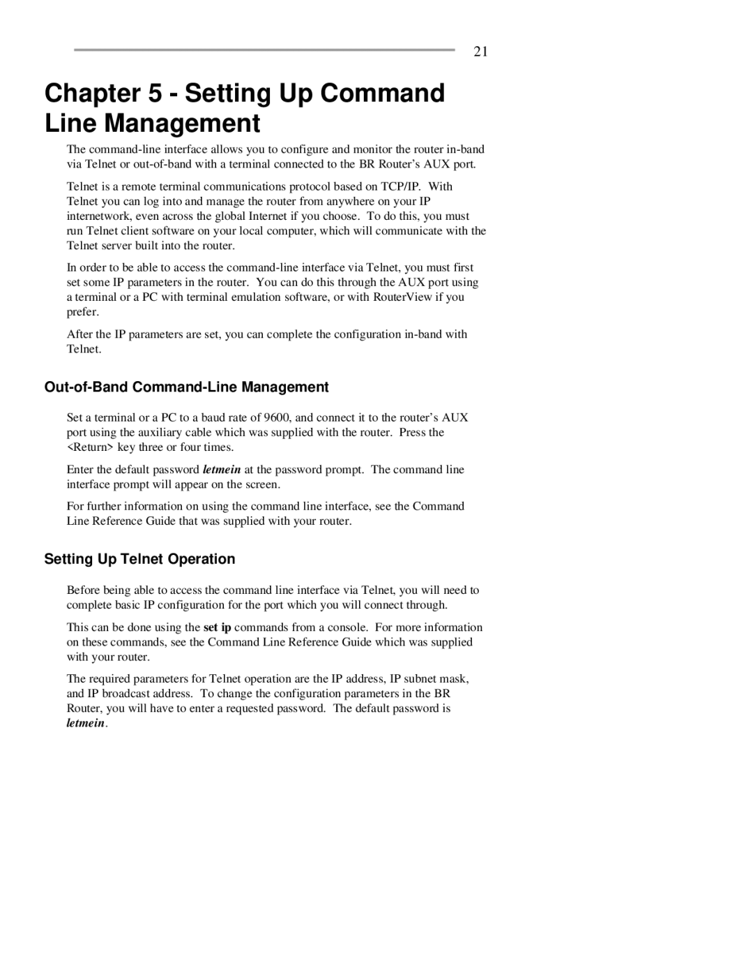 RAD Data comm BR-ASX01, BR-ASI01 manual Setting Up Command Line Management, Out-of-Band Command-Line Management 