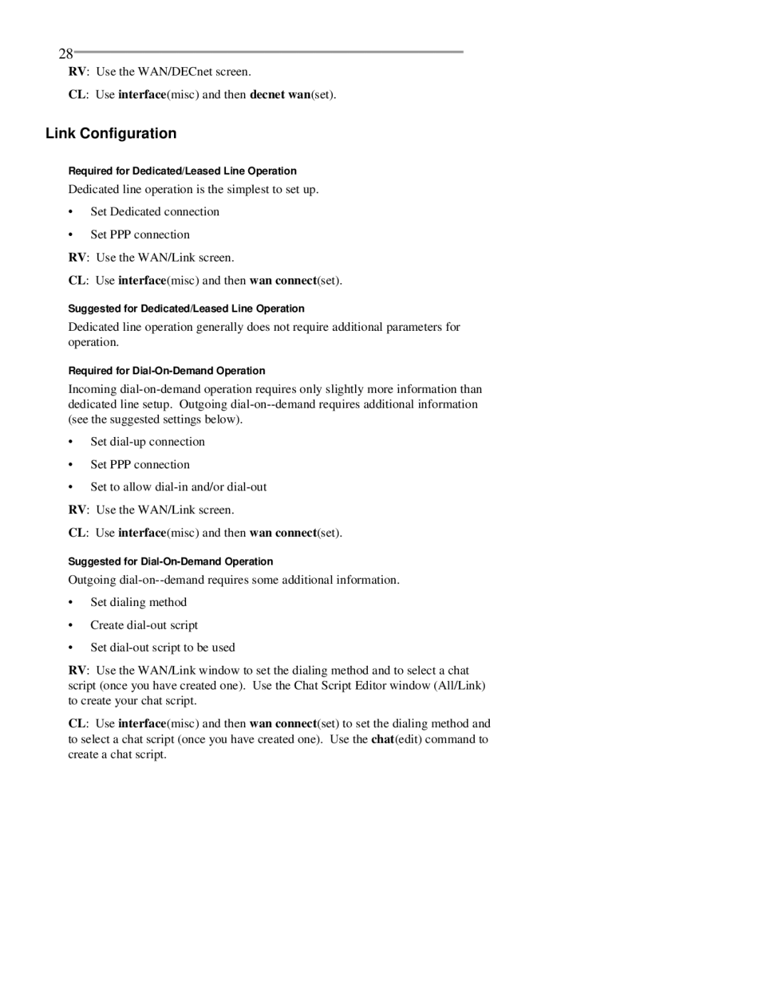 RAD Data comm BR-ASI01, BR-ASX01 manual Link Configuration 