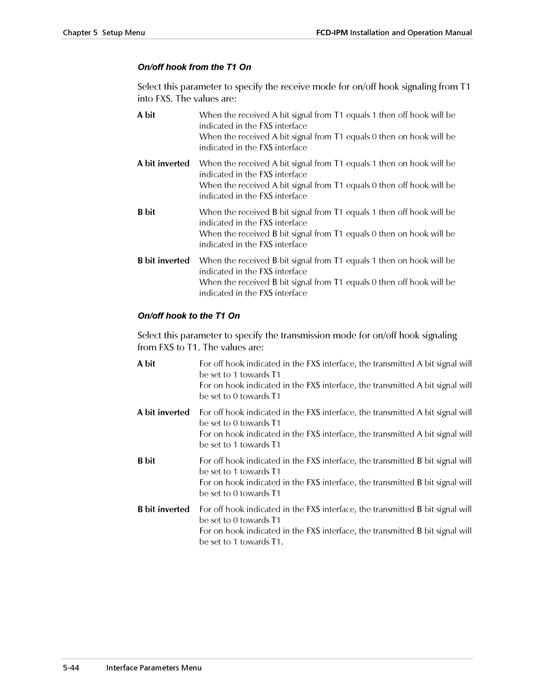 RAD Data comm E1/T1, Modular Access Device with Integrated Router operation manual Bit 