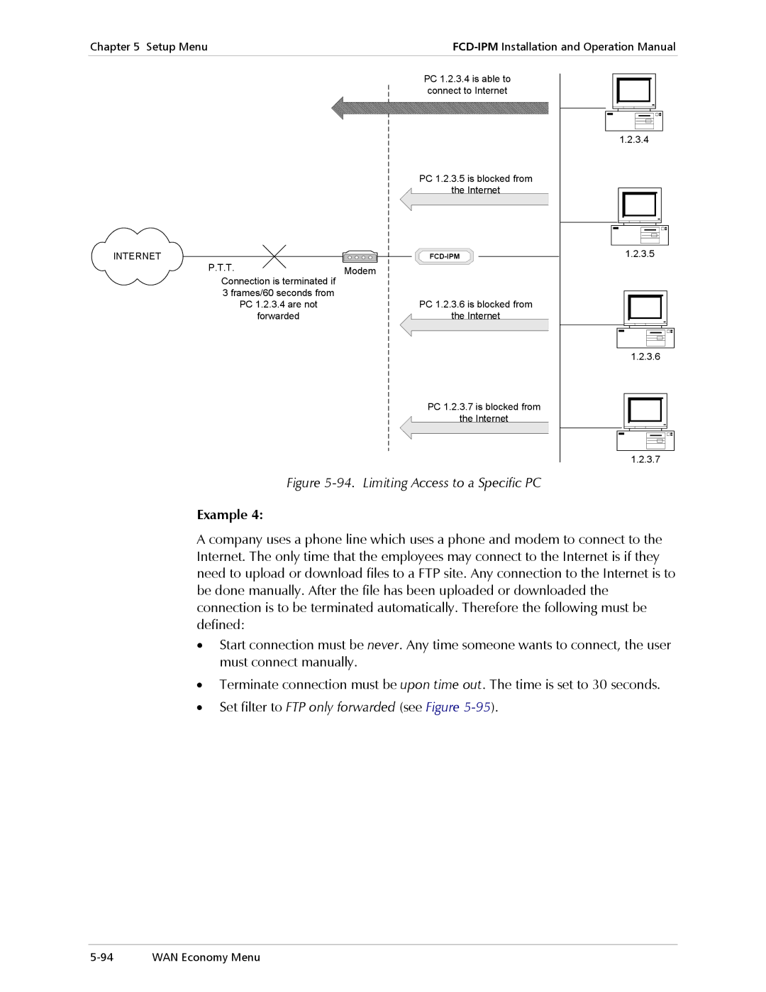 RAD Data comm E1/T1, Modular Access Device with Integrated Router operation manual Limiting Access to a Specific PC 