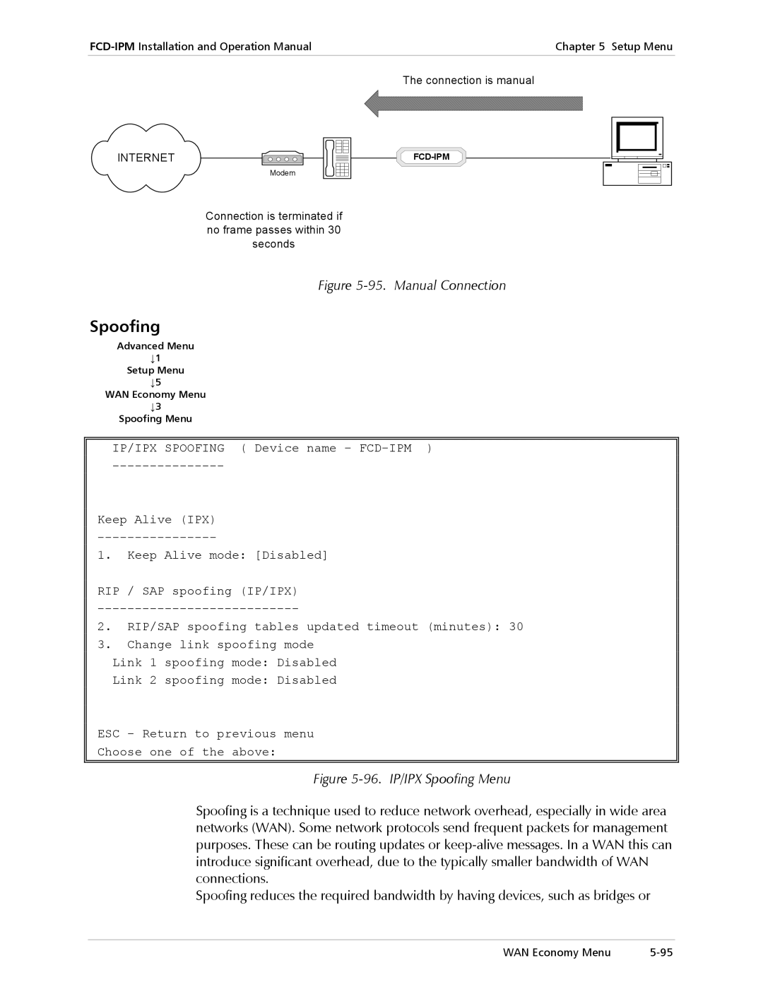 RAD Data comm Modular Access Device with Integrated Router, E1/T1 operation manual Spoofing, Manual Connection 