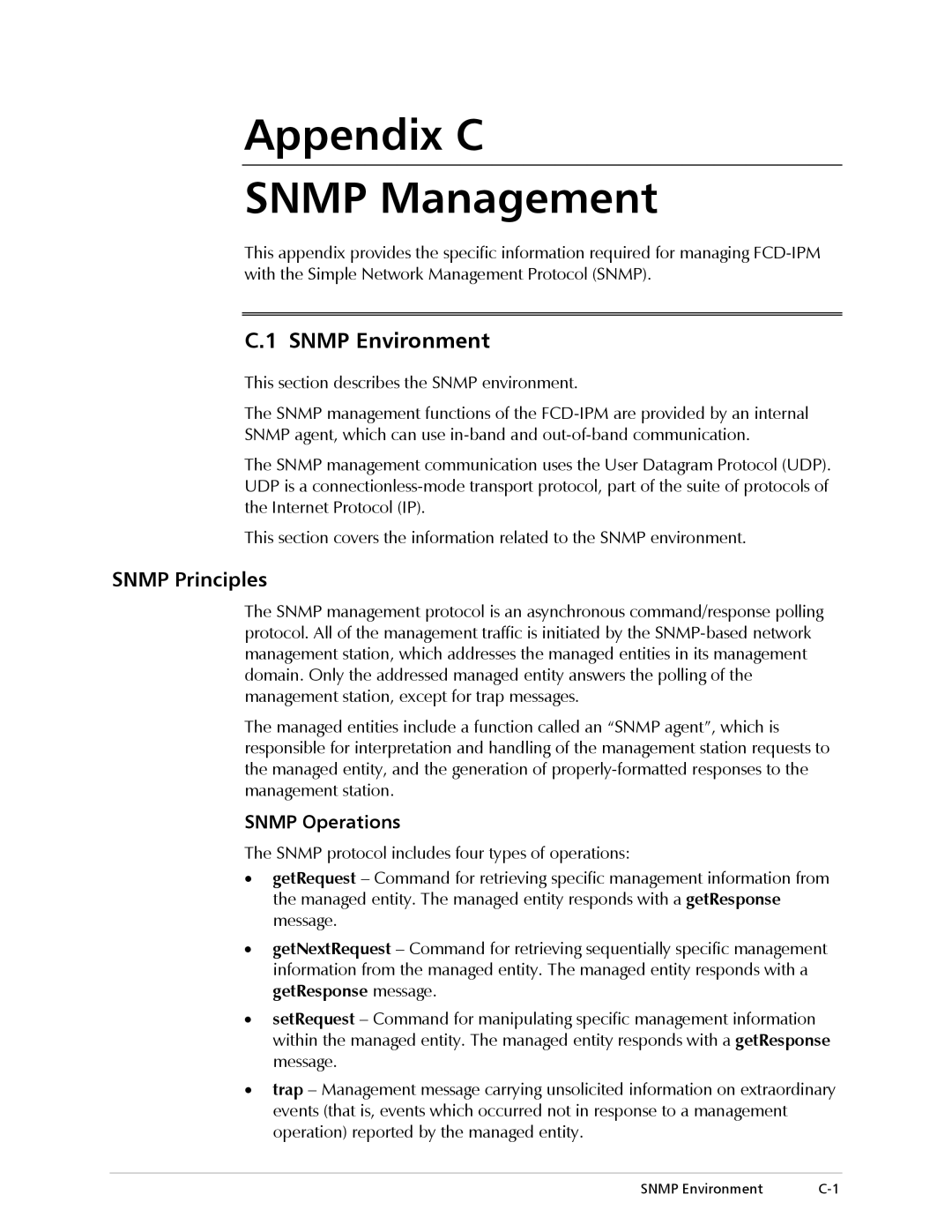 RAD Data comm Modular Access Device with Integrated Router, E1/T1 Snmp Environment, Snmp Principles, Snmp Operations 