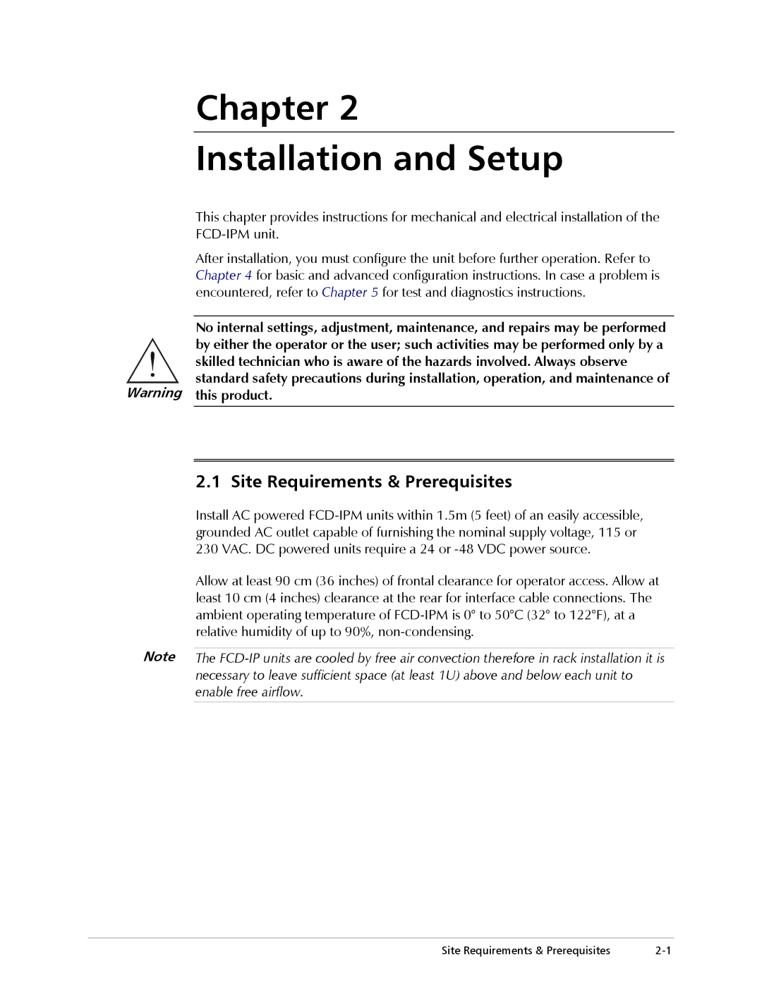 RAD Data comm Modular Access Device with Integrated Router, E1/T1 Site Requirements & Prerequisites, Enable free airflow 