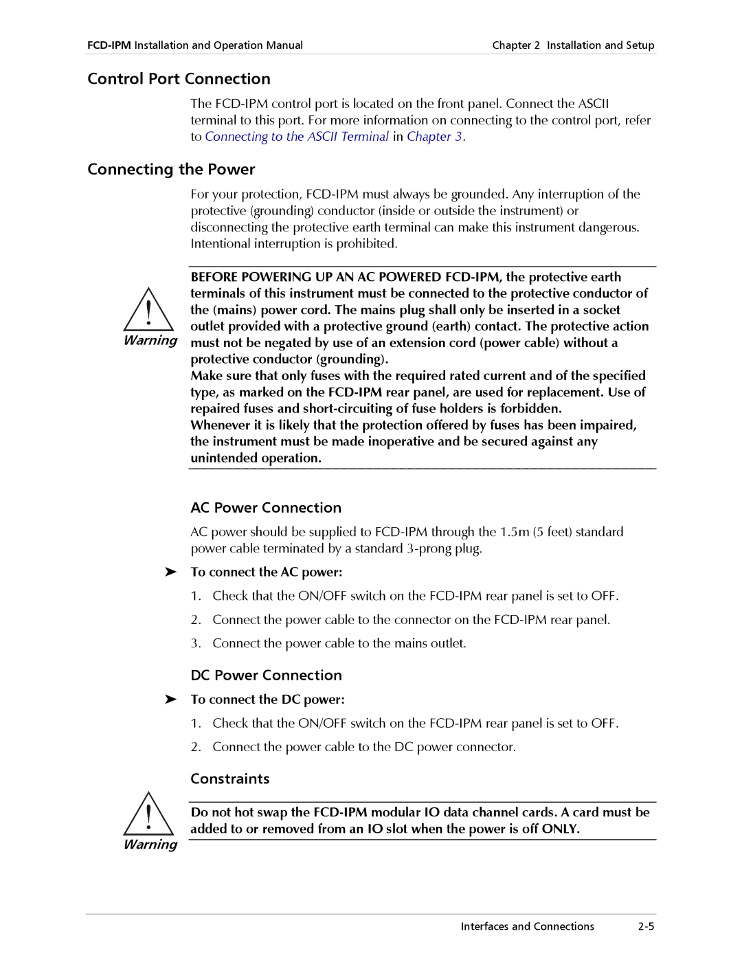 RAD Data comm Modular Access Device with Integrated Router Control Port Connection, Connecting the Power, Constraints 