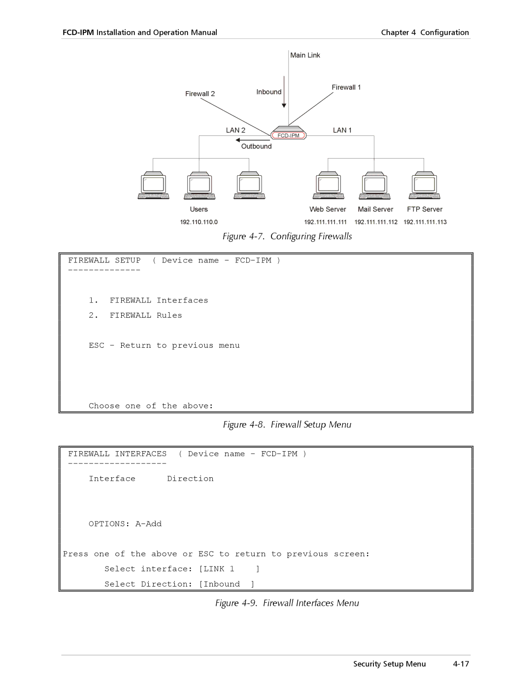 RAD Data comm Modular Access Device with Integrated Router, E1/T1 operation manual Configuring Firewalls 