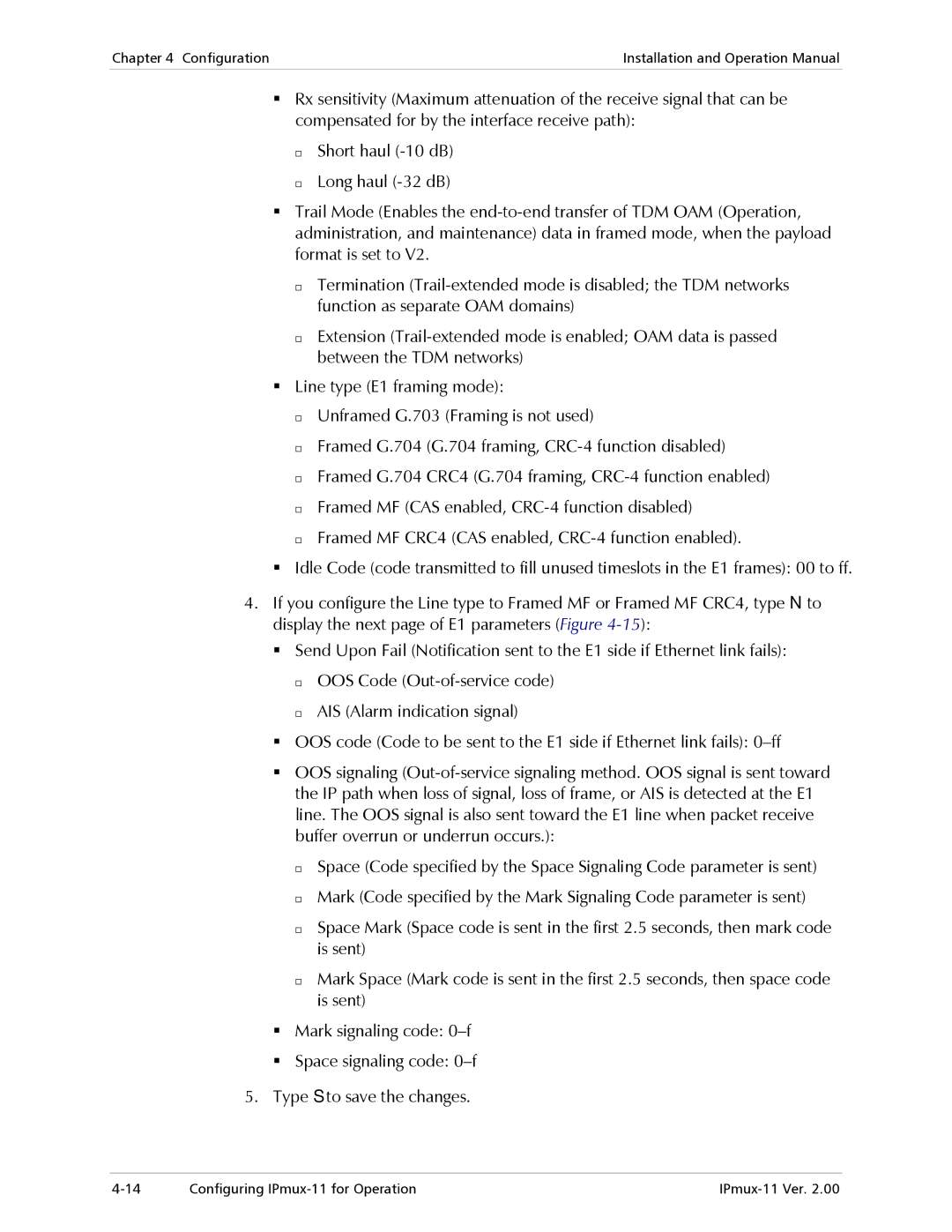 RAD Data comm IPmux-11 operation manual Short haul -10 dB Long haul -32 dB 