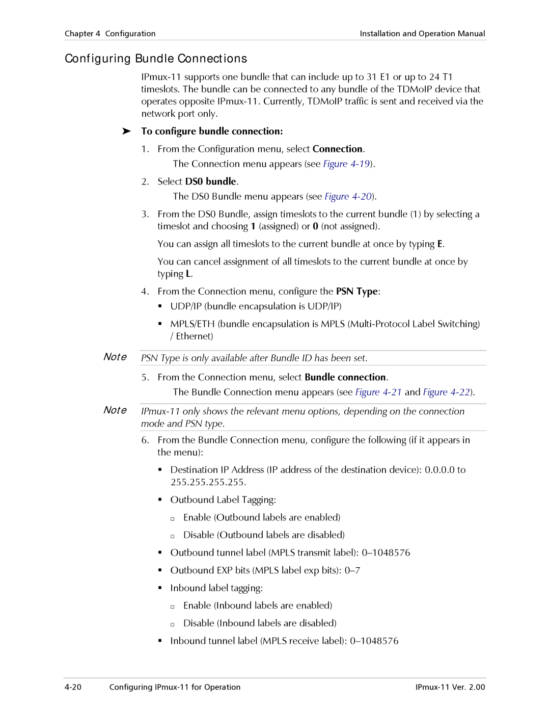 RAD Data comm IPmux-11 operation manual To configure bundle connection, Select DS0 bundle 