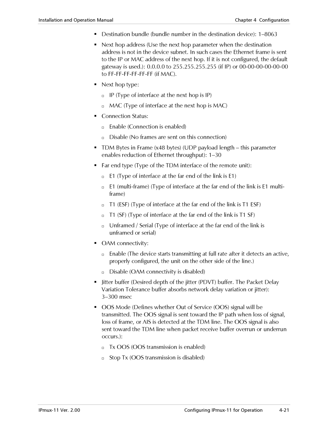 RAD Data comm IPmux-11 operation manual Configuration 