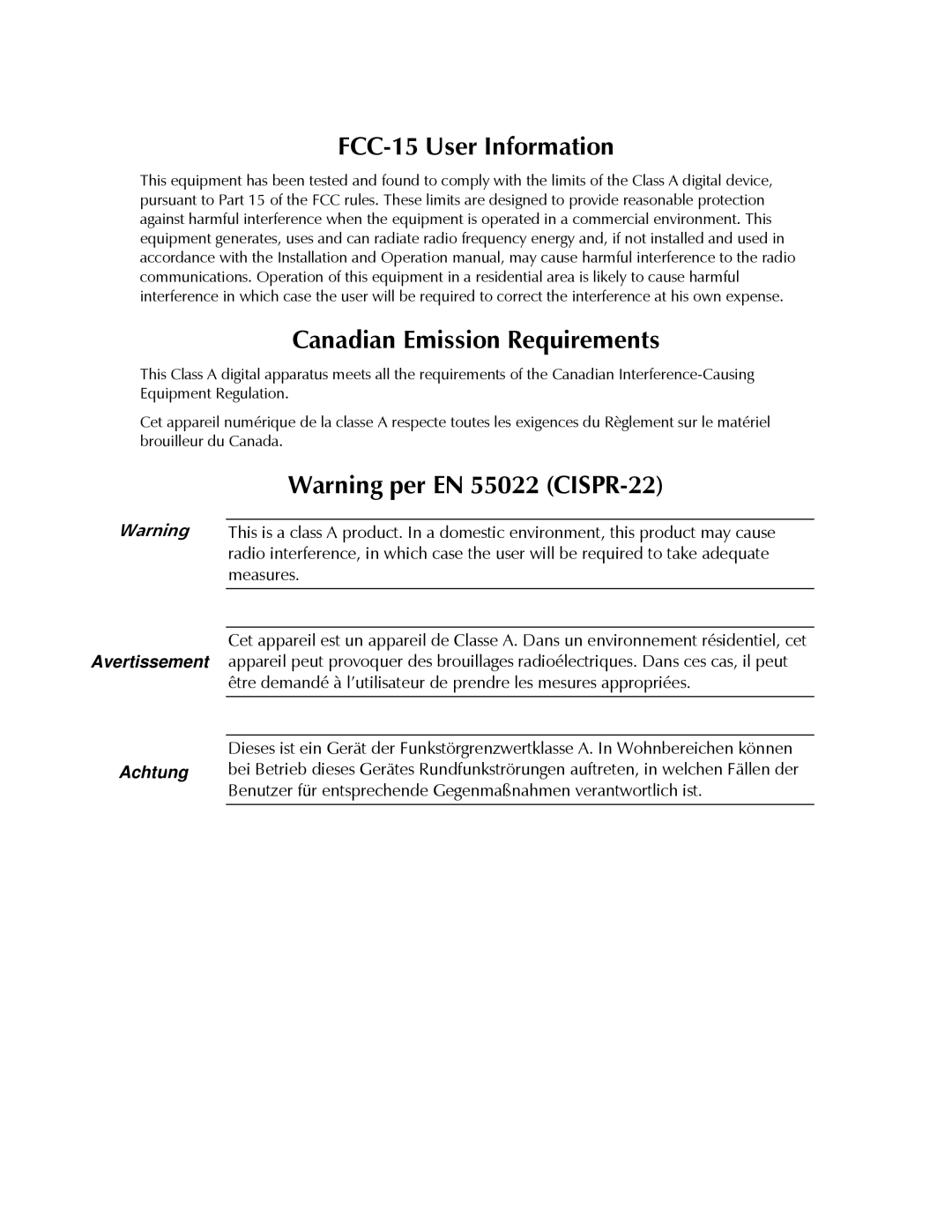 RAD Data comm IPmux-11 operation manual FCC-15 User Information Canadian Emission Requirements 