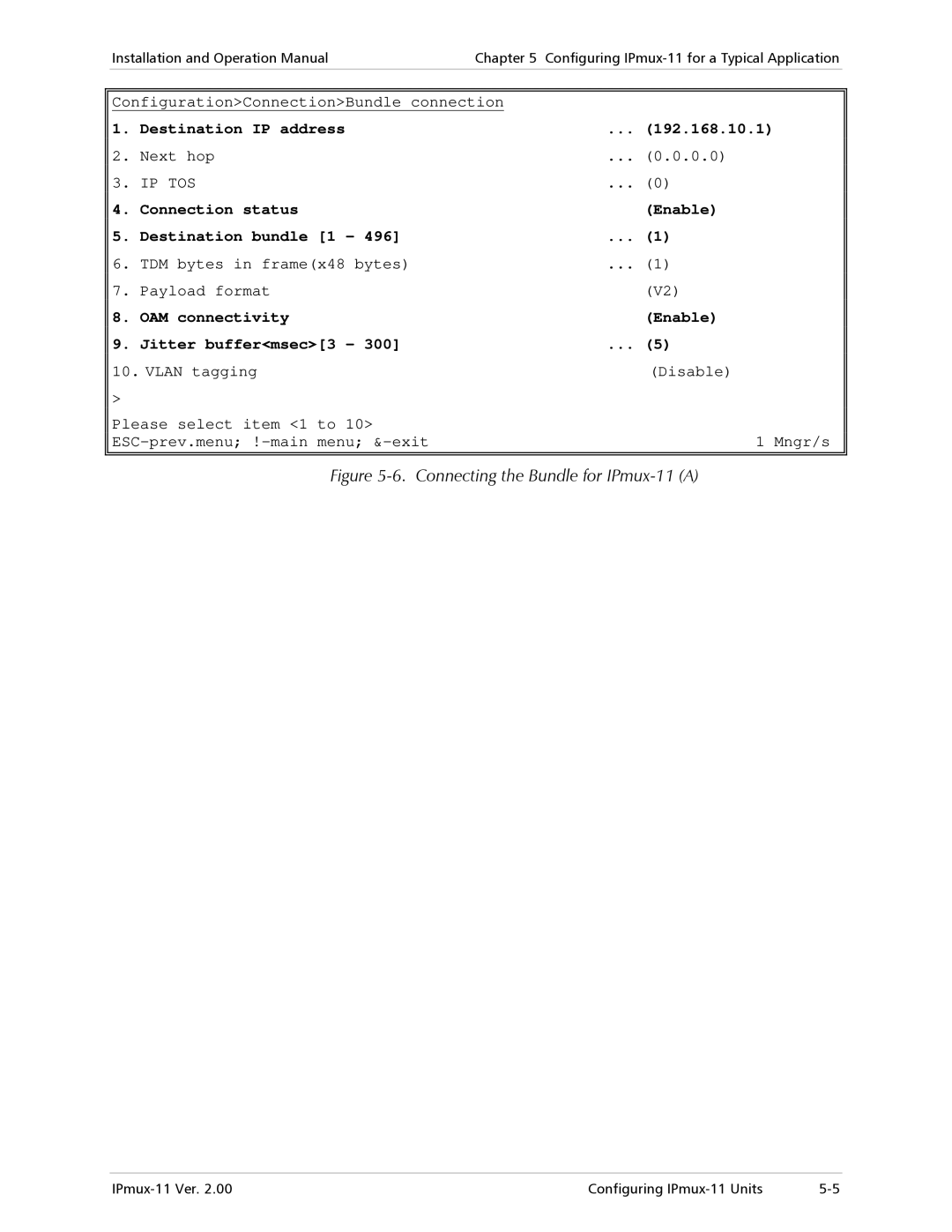 RAD Data comm operation manual Connecting the Bundle for IPmux-11 a 