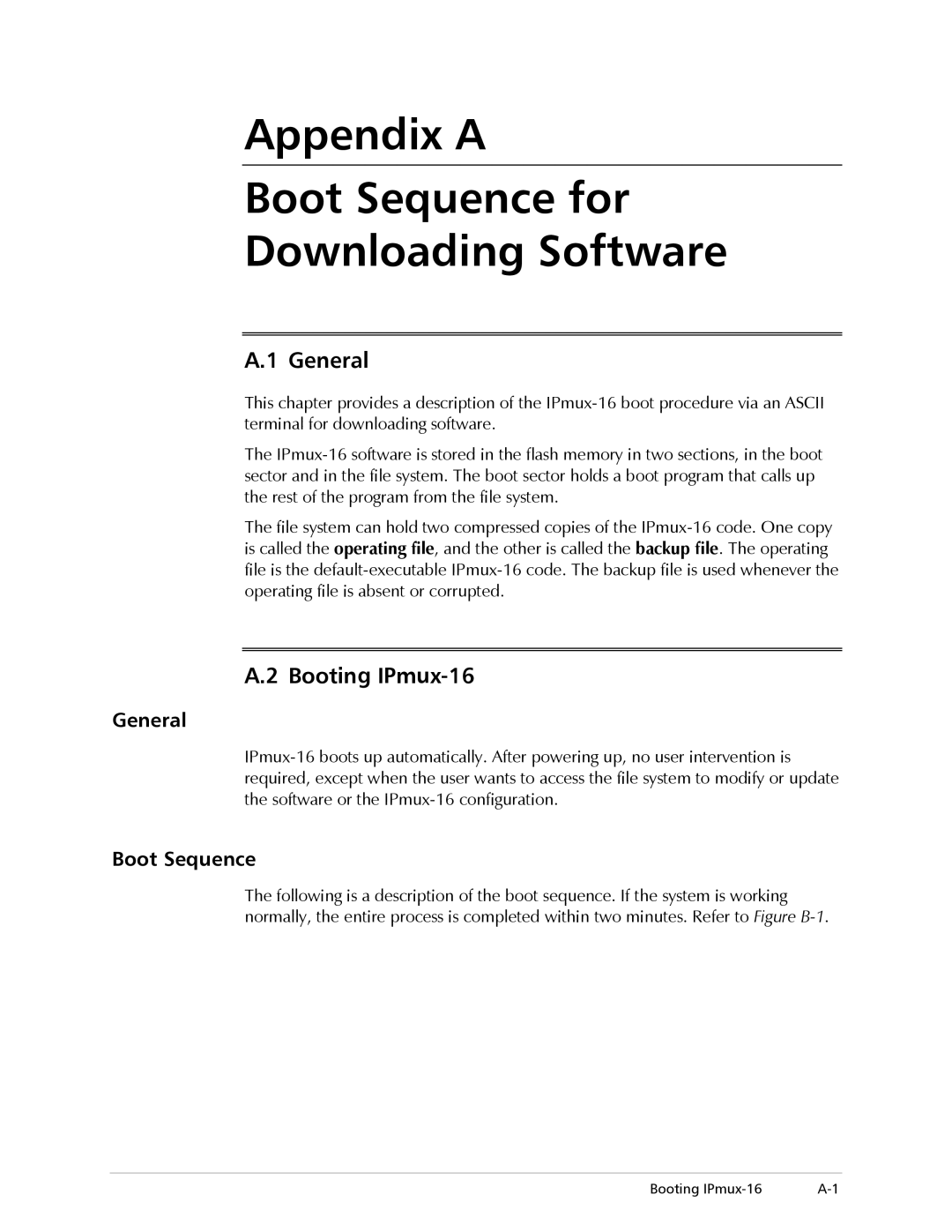 RAD Data comm operation manual General, Booting IPmux-16, Boot Sequence 